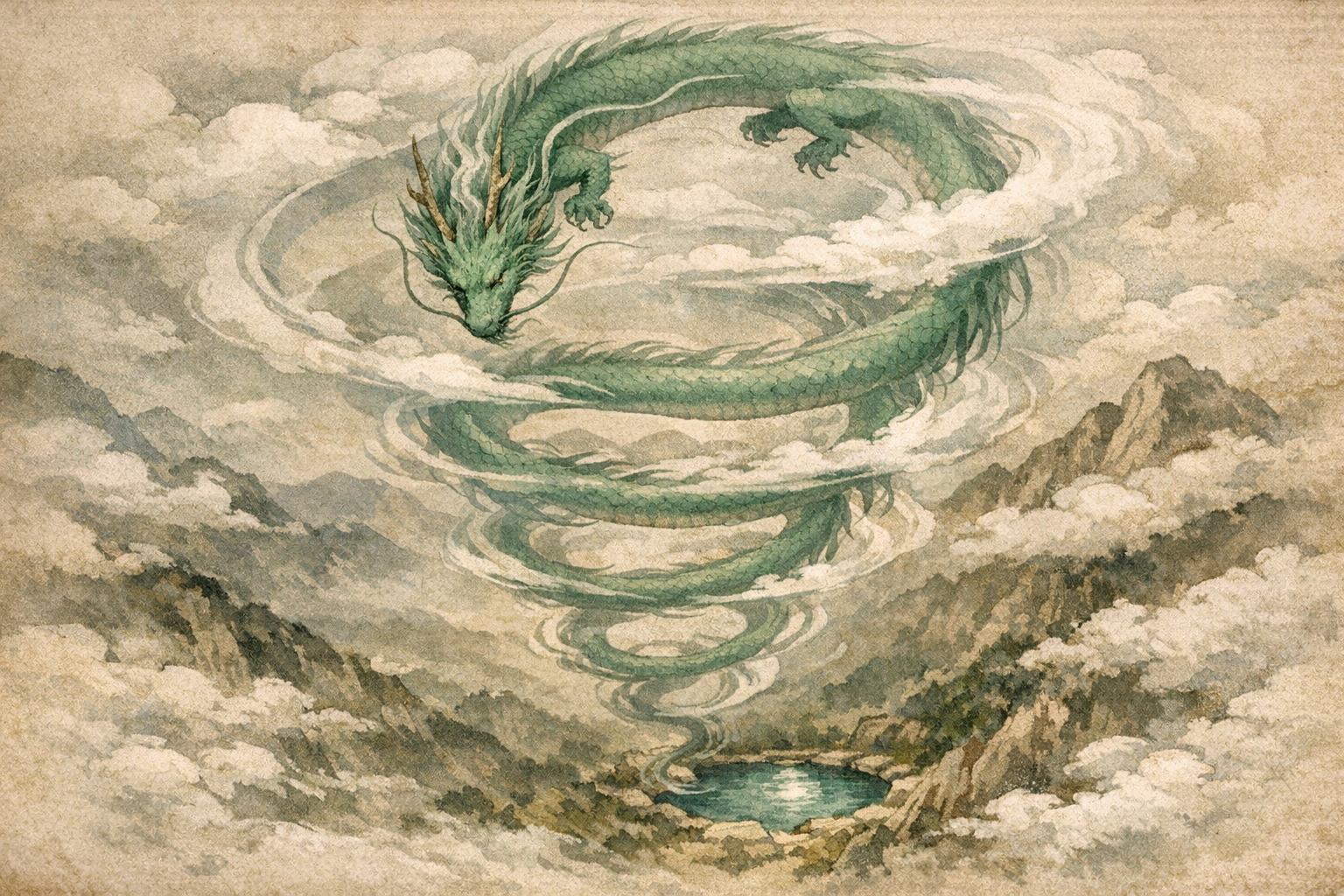 Remembering The Pool panel 5 for Hexagram 1, The Creative.