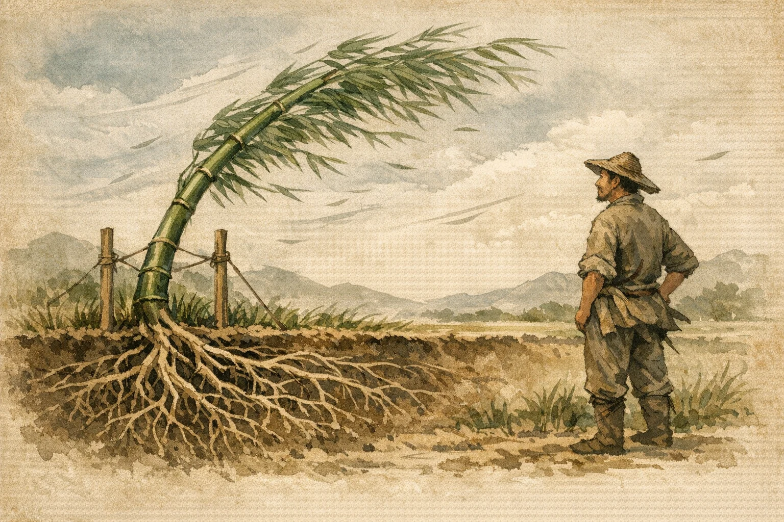 Wind Test panel 5 for Hexagram 3, Difficulty at the Beginning.