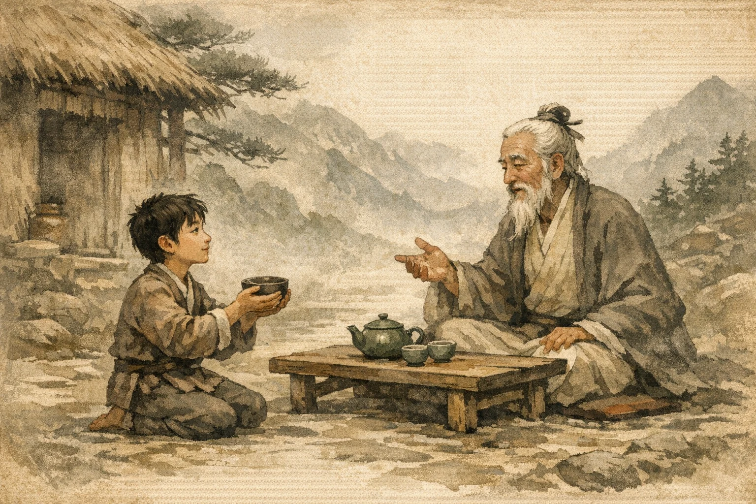 The Sincere Cup panel 6 for Hexagram 4, Youthful Folly.