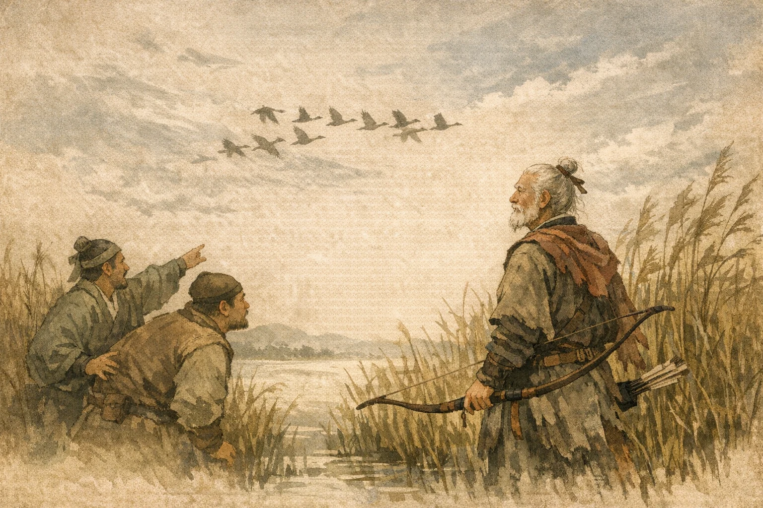 Bow Slack panel 1 for Hexagram 5, Waiting.