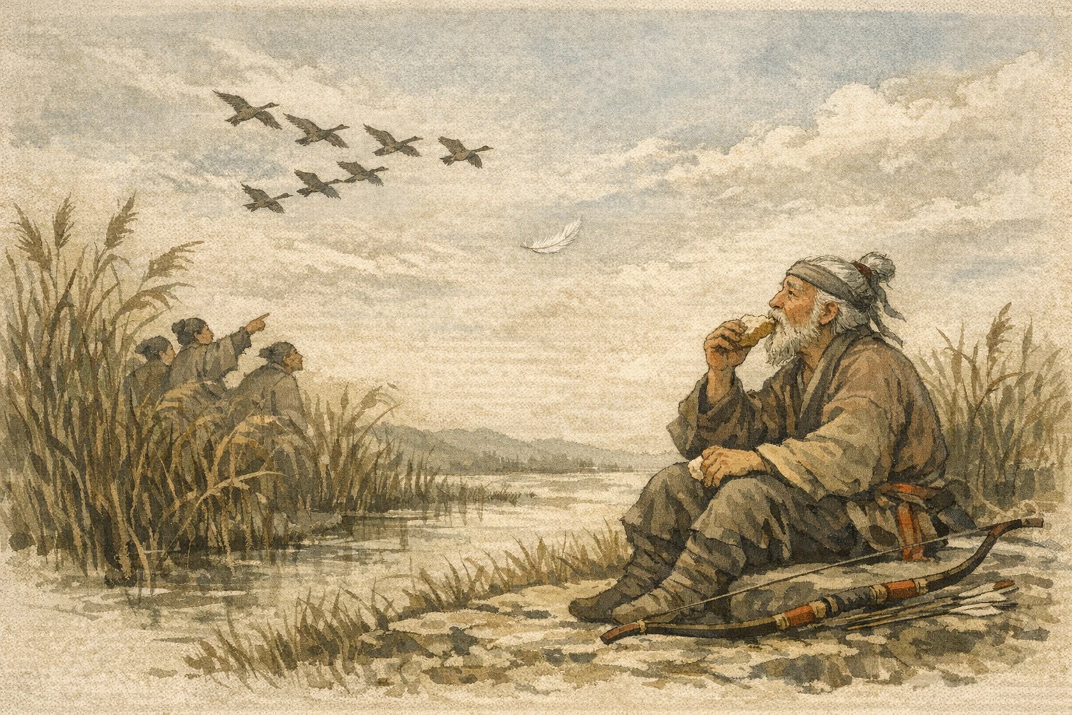 Ordinary Waiting panel 3 for Hexagram 5, Waiting.