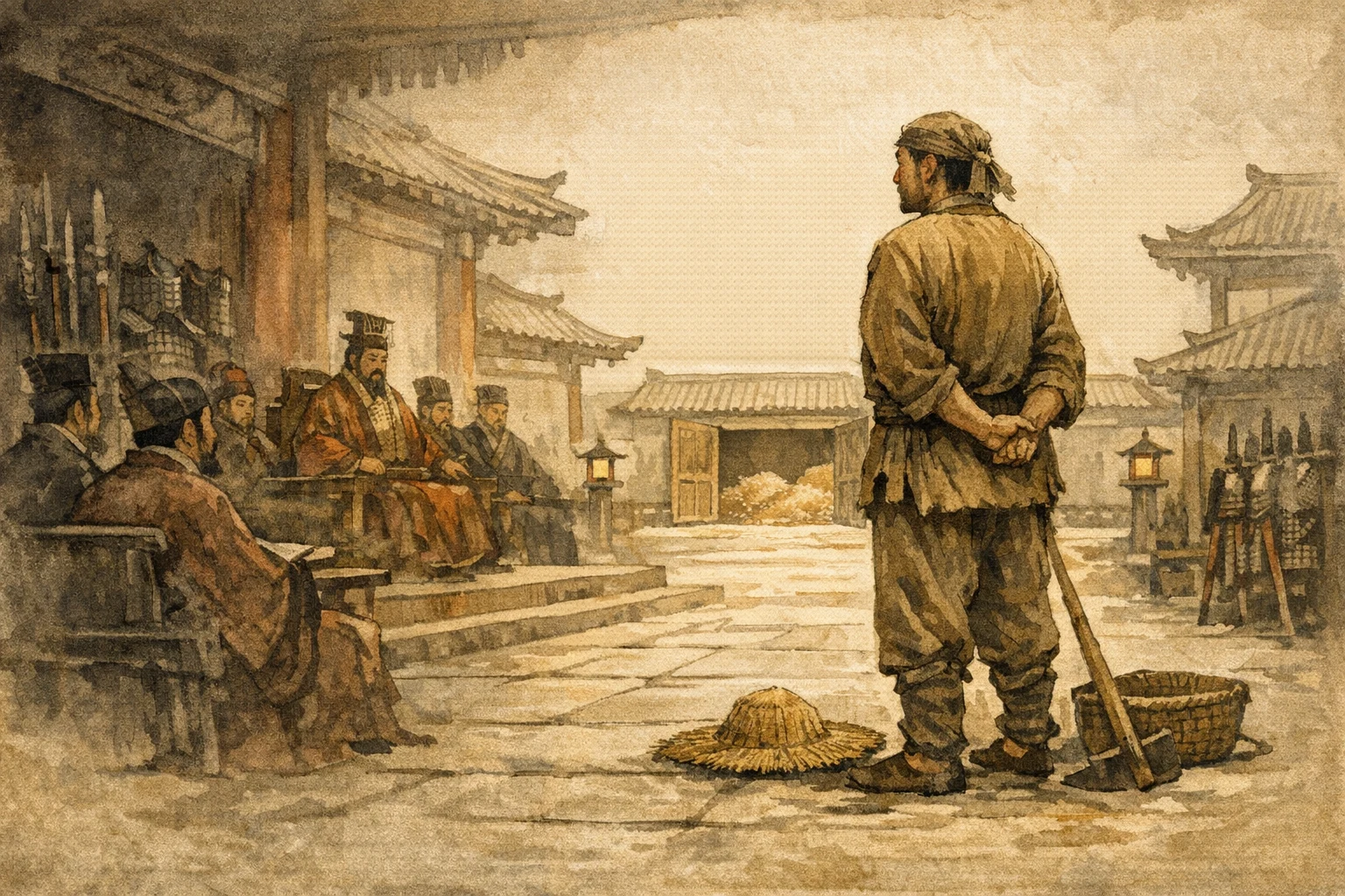 Farmer Summoned panel 1 for Hexagram 7, The Army.