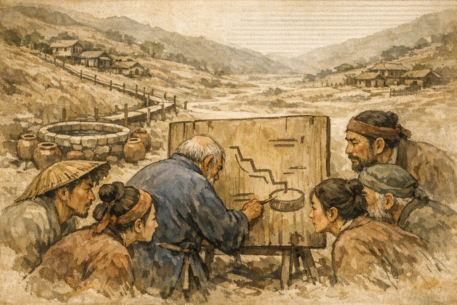 Carpenter's Plan panel 2 for Hexagram 8, Holding Together.