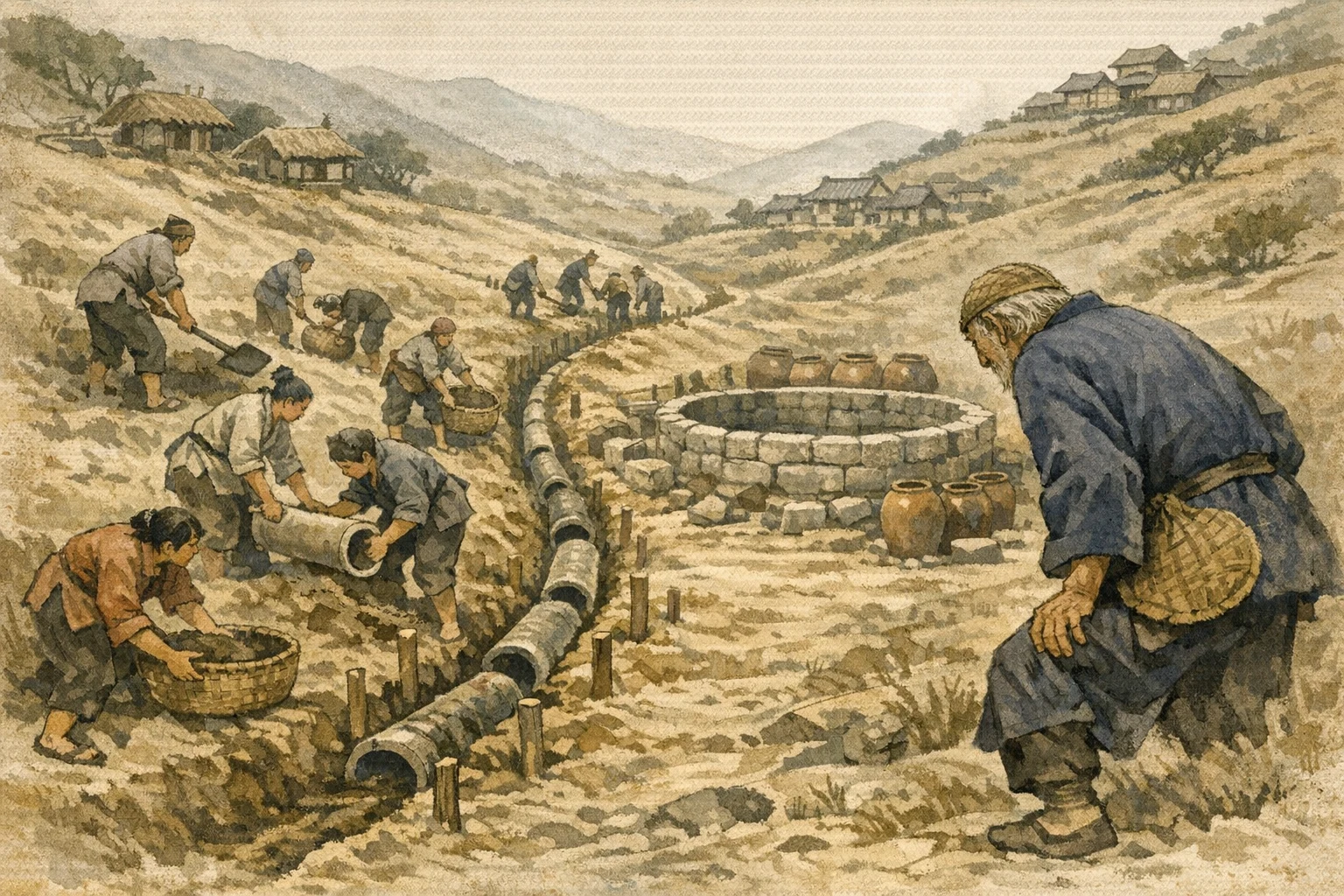 Building The Channel panel 4 for Hexagram 8, Holding Together.