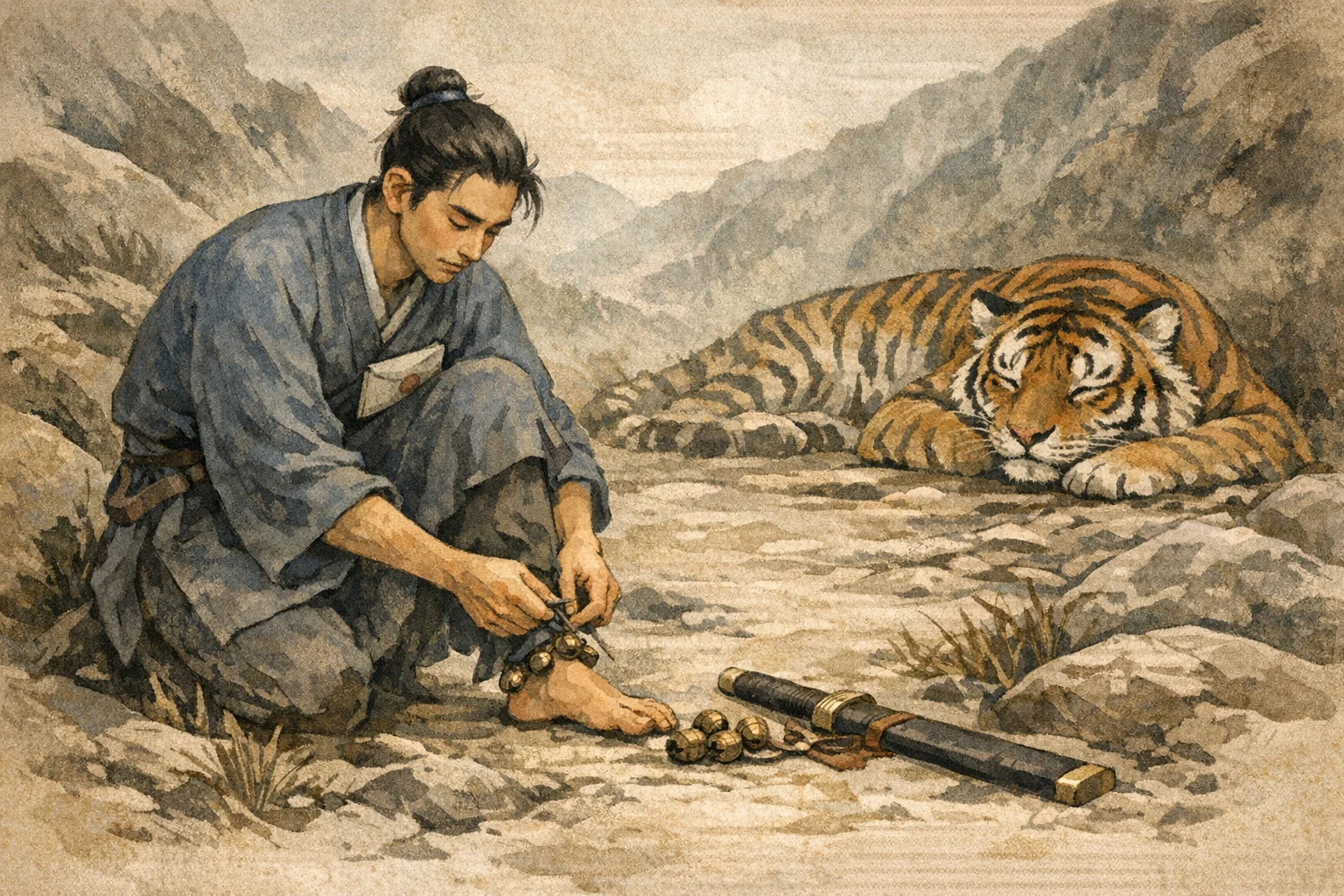 Taking Off Bells panel 2 for Hexagram 10, Treading.