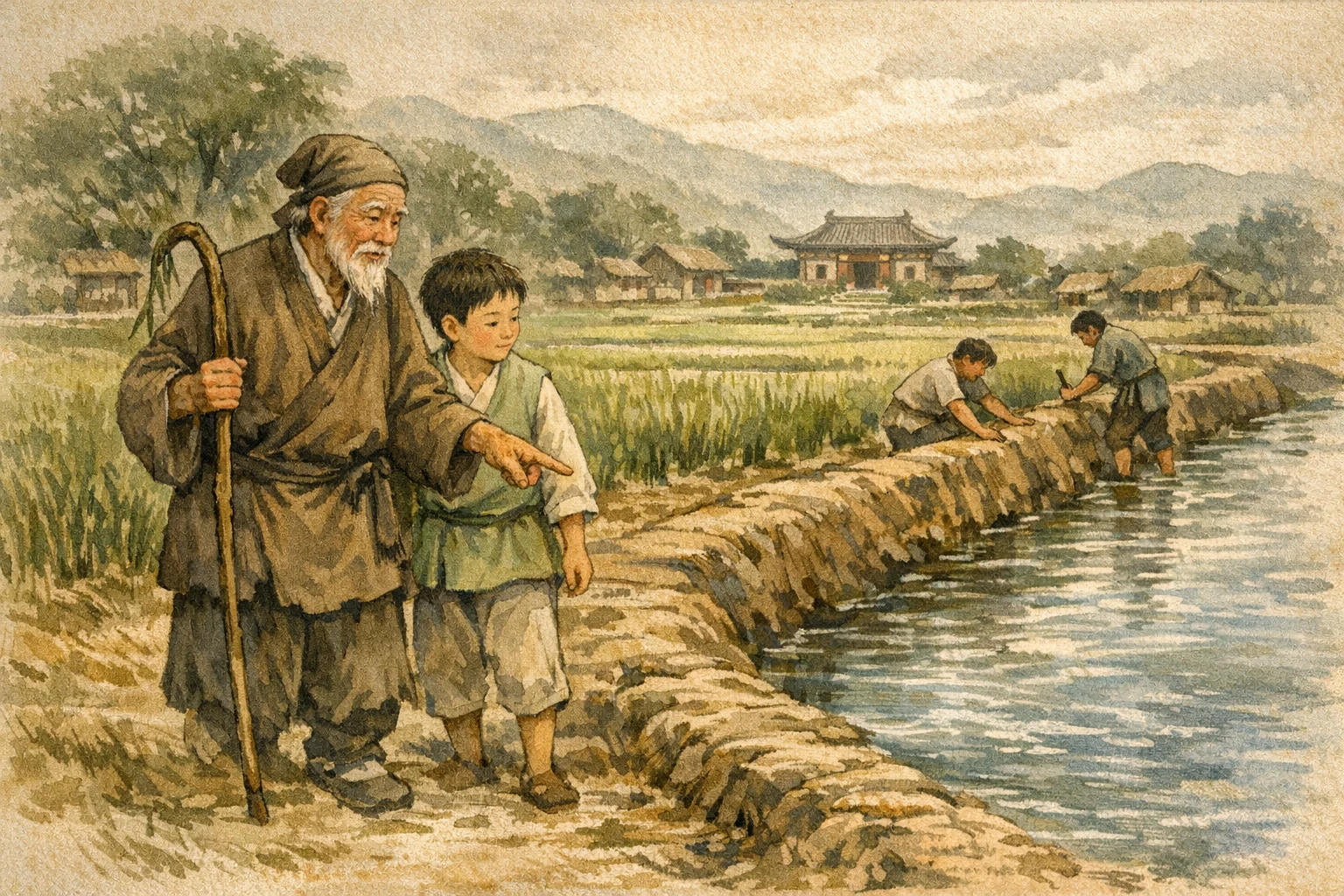 Walking The Dikes panel 2 for Hexagram 11, Peace.