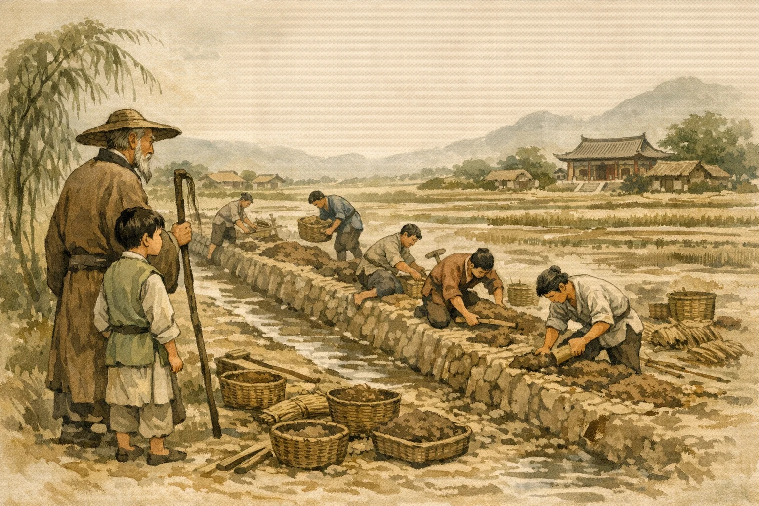 Dry Season Work panel 3 for Hexagram 11, Peace.