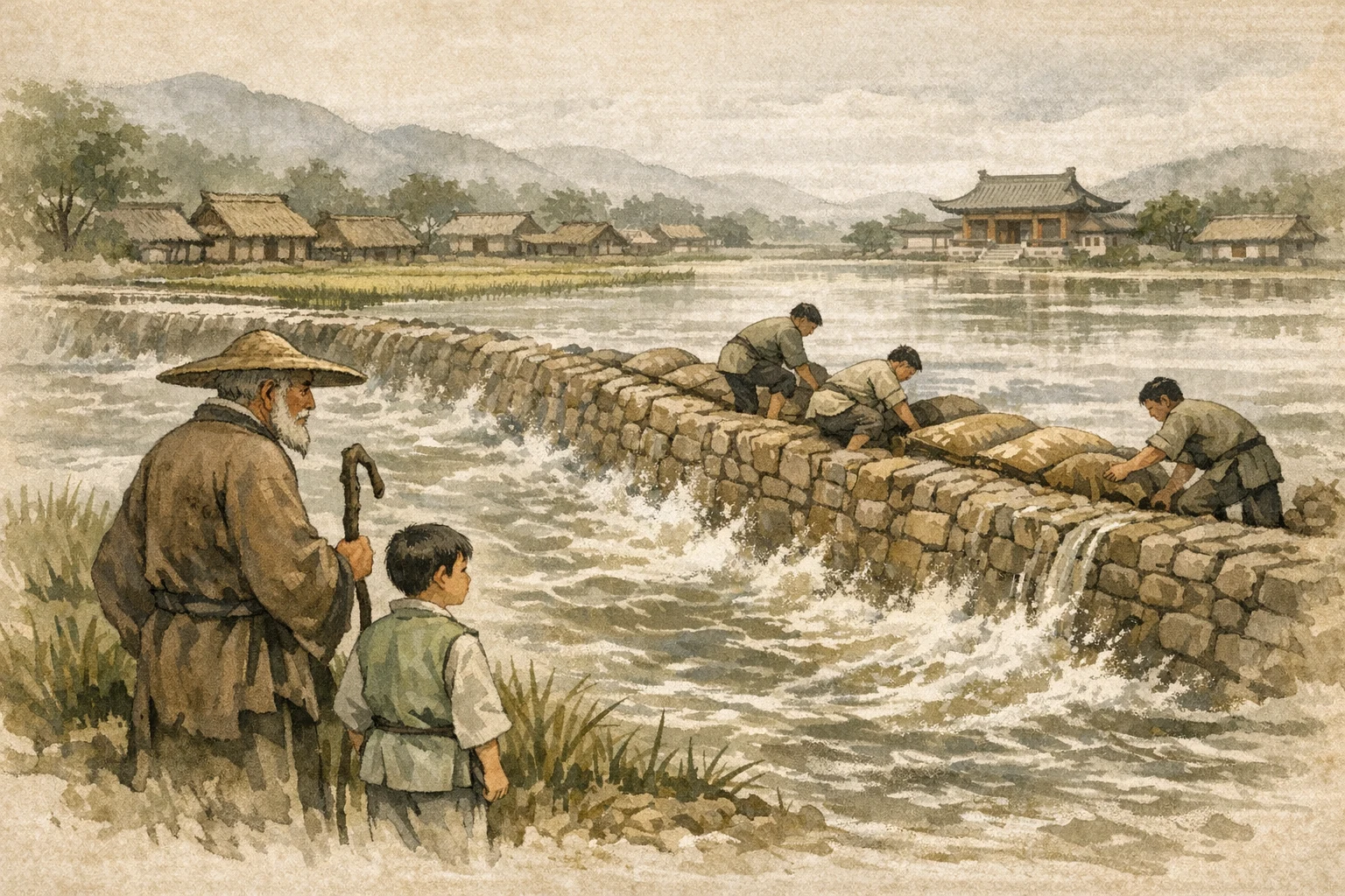 Flood Prepared For panel 5 for Hexagram 11, Peace.