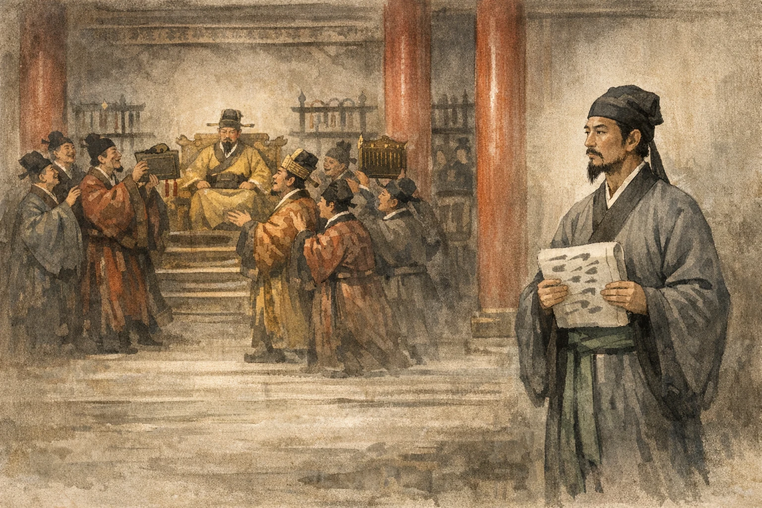 Wrong Things Honored panel 1 for Hexagram 12, Standstill.