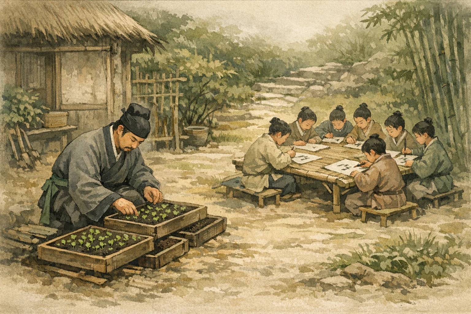 Seeds Kept Alive panel 4 for Hexagram 12, Standstill.