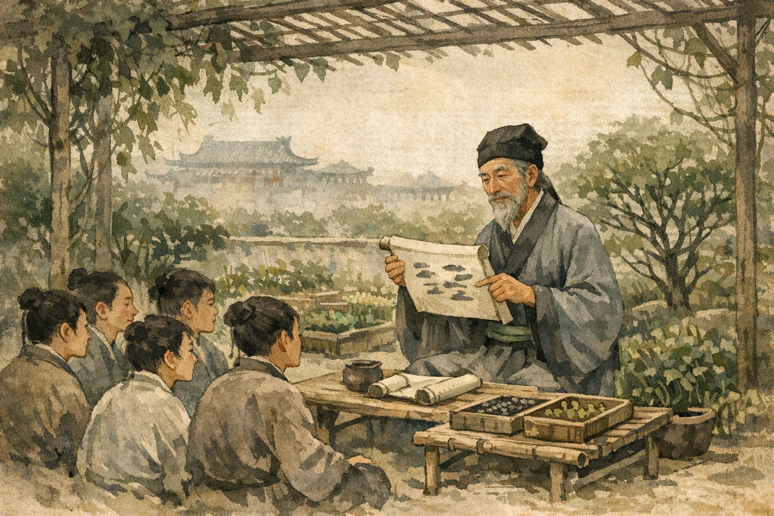 Years Of Quiet Teaching panel 5 for Hexagram 12, Standstill.