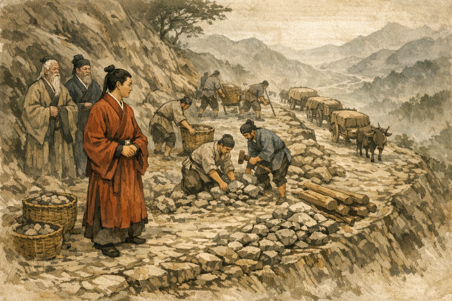 Roads Repaired panel 2 for Hexagram 14, Great Possession.