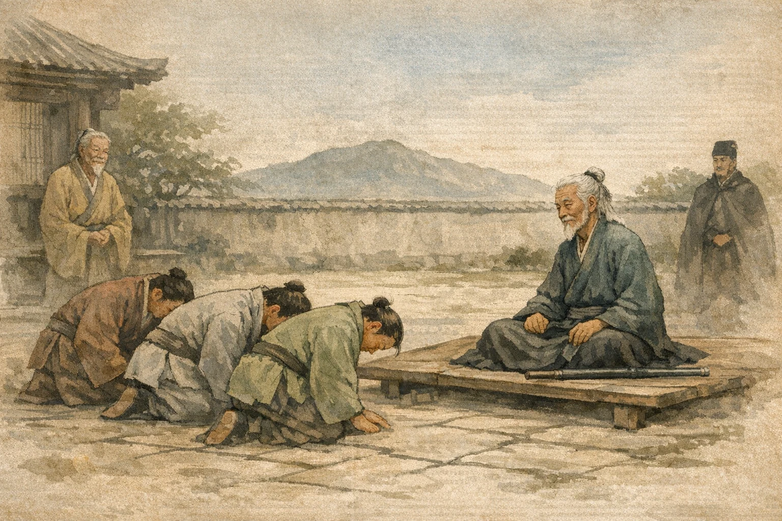 Mountain Hidden In Earth panel 6 for Hexagram 15, Modesty.