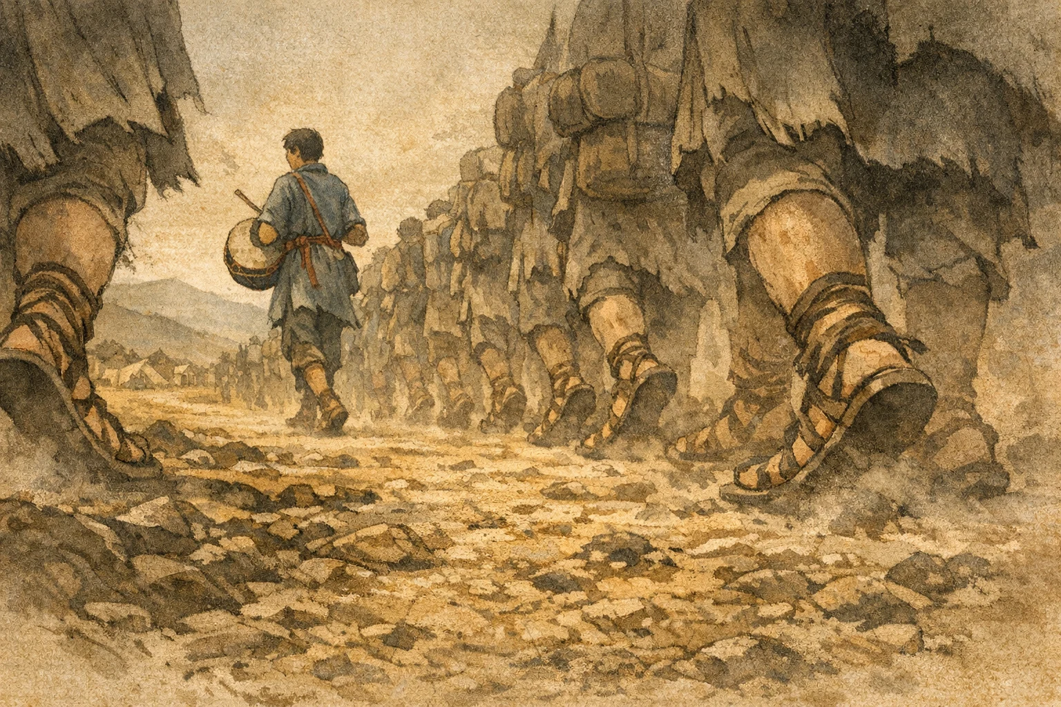 Many Feet One Beat panel 4 for Hexagram 16, Enthusiasm.