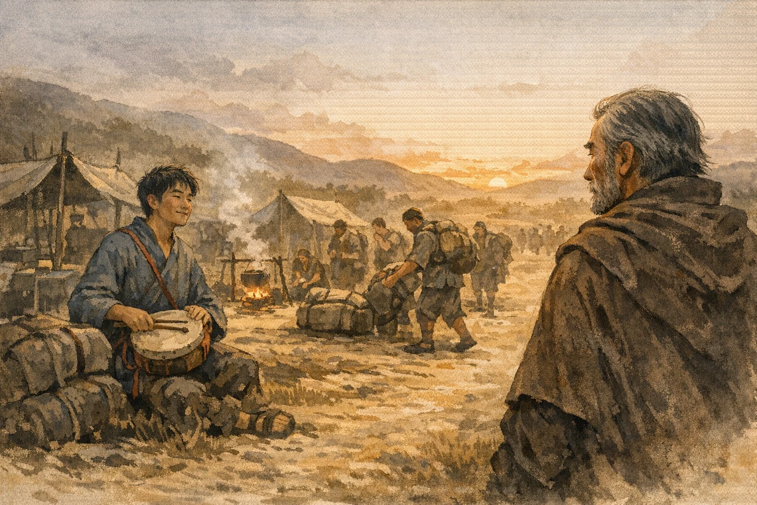 Arriving Still Singing panel 5 for Hexagram 16, Enthusiasm.