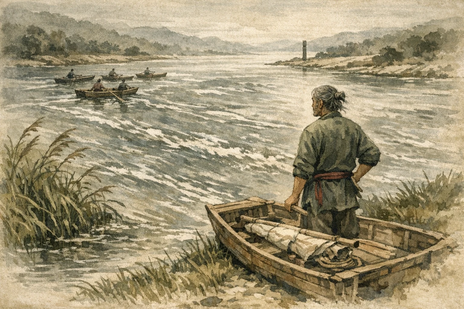 Strong River panel 1 for Hexagram 17, Following.