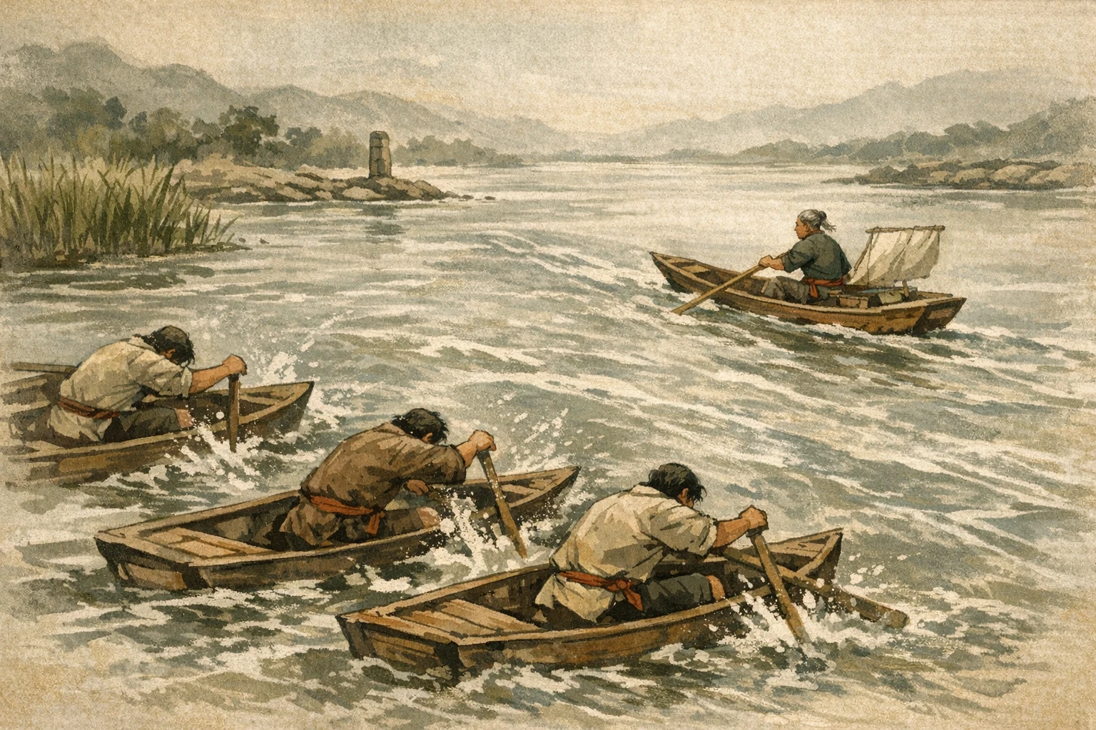 Others Exhausted panel 4 for Hexagram 17, Following.