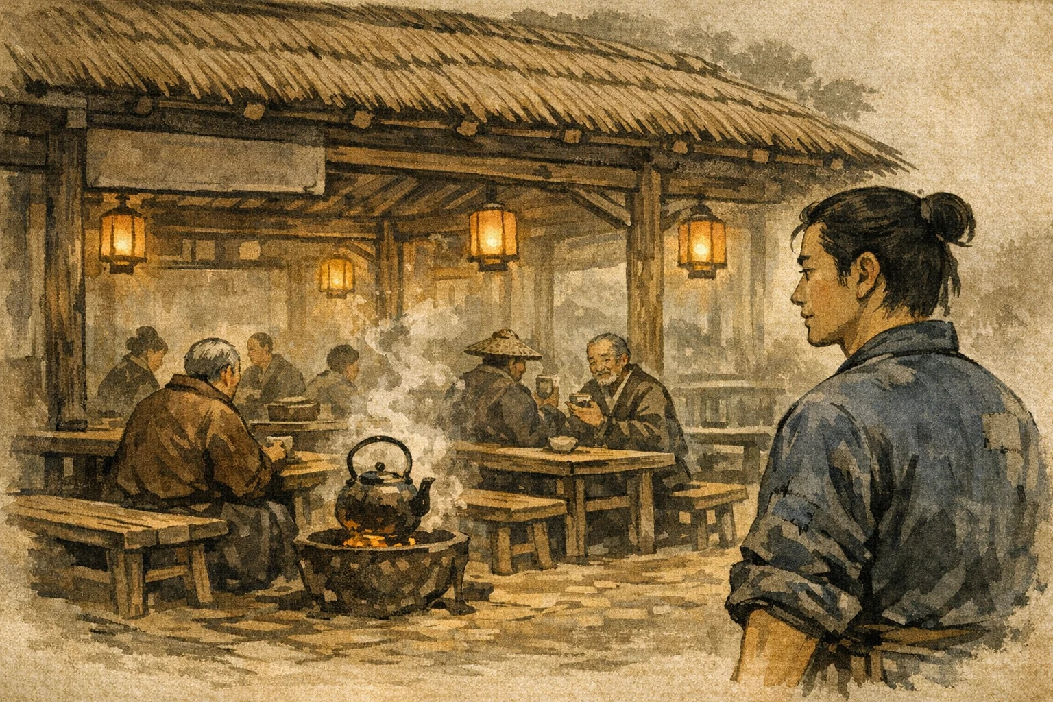 Inn Returning panel 5 for Hexagram 18, Work on the Decayed.