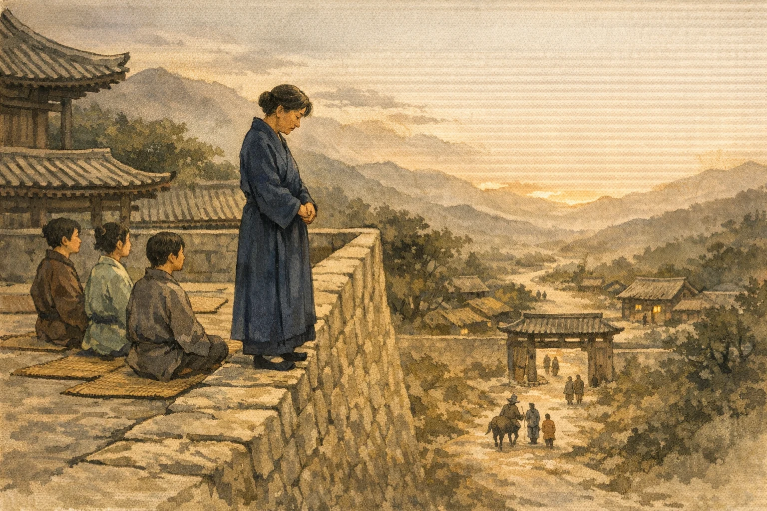 On The Temple Wall panel 1 for Hexagram 20, Contemplation.