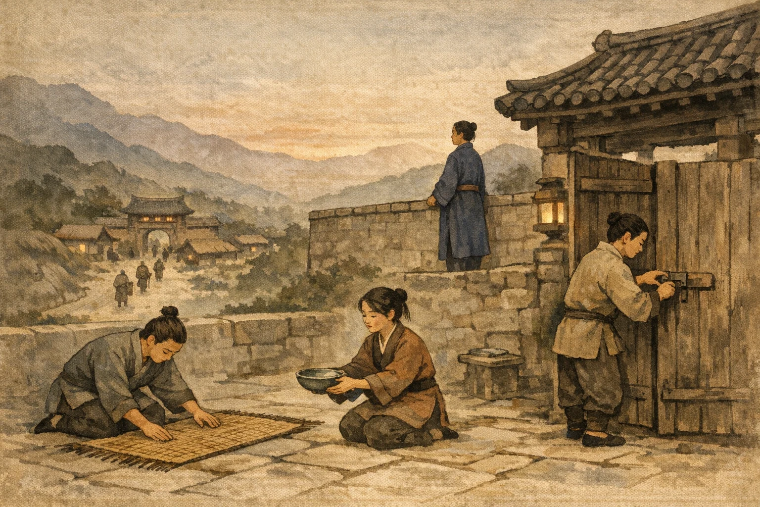 Students Imitate panel 4 for Hexagram 20, Contemplation.