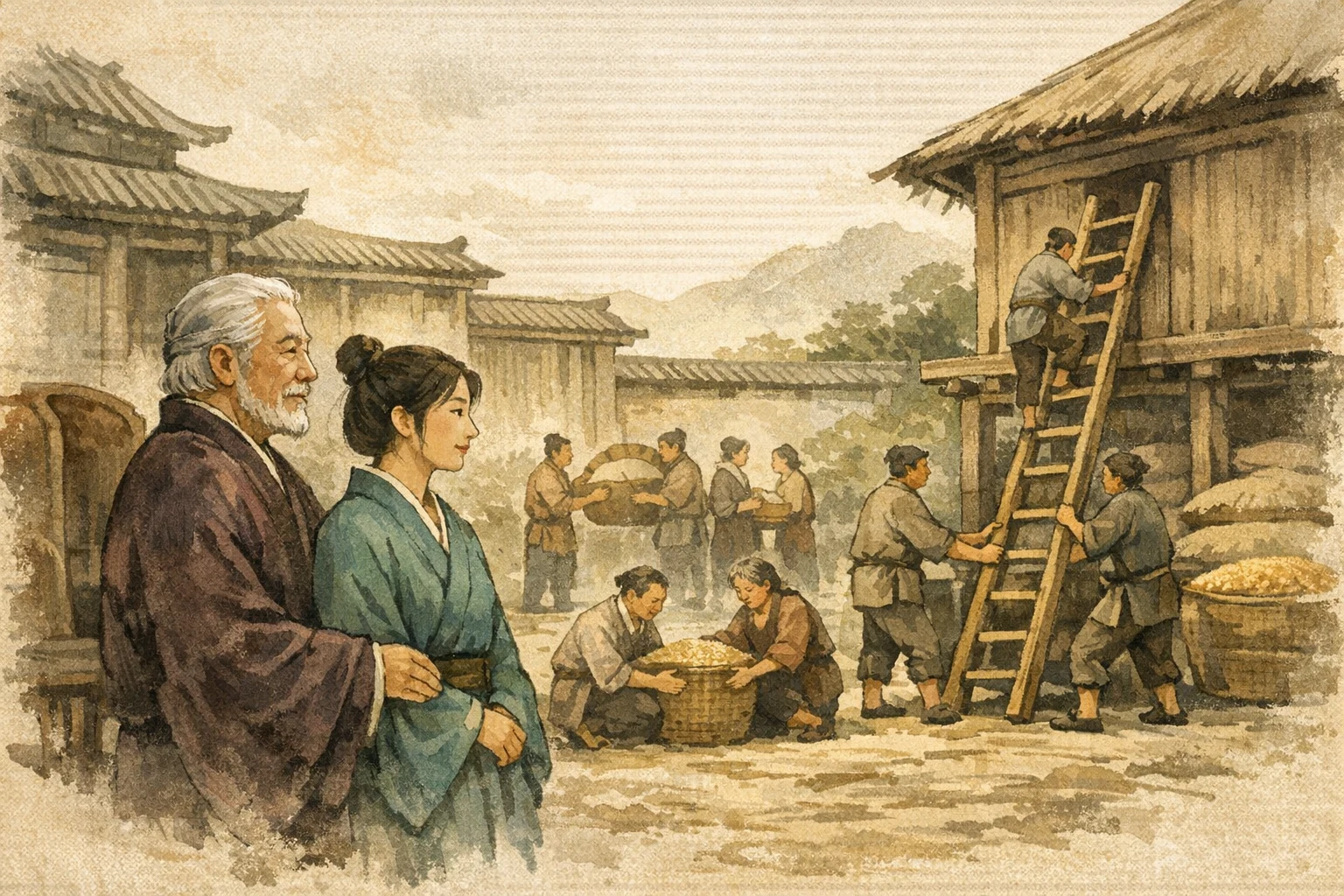 Standing By Generosity panel 6 for Hexagram 23, Splitting Apart.