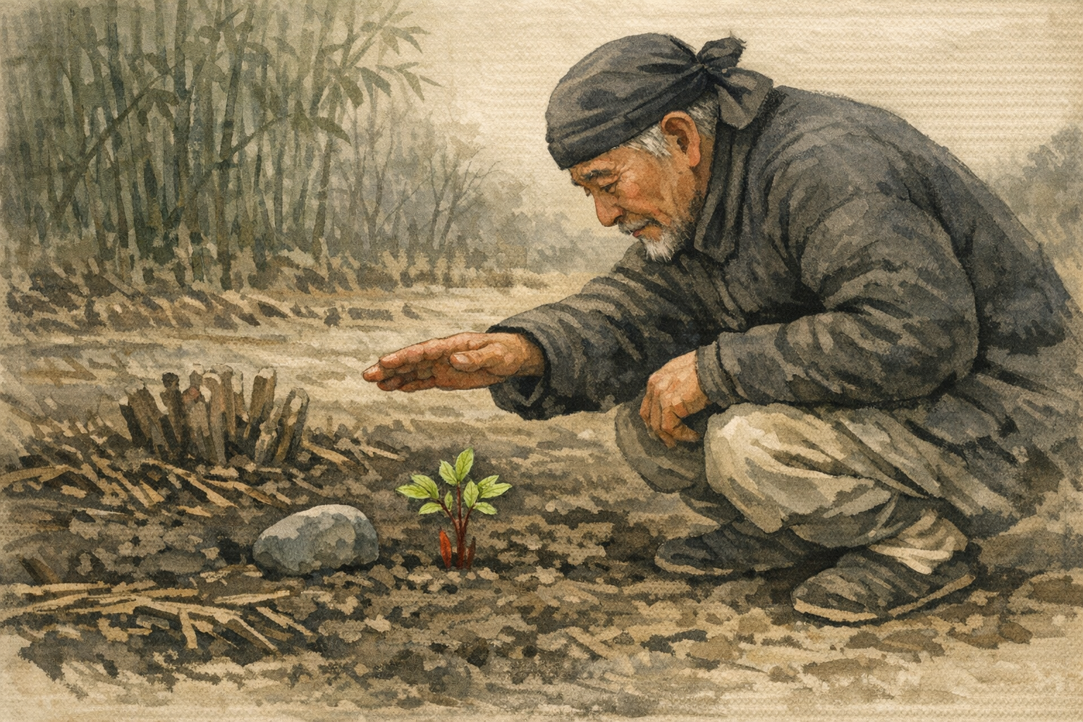 Weeks Of Slow Growth panel 5 for Hexagram 24, Return.