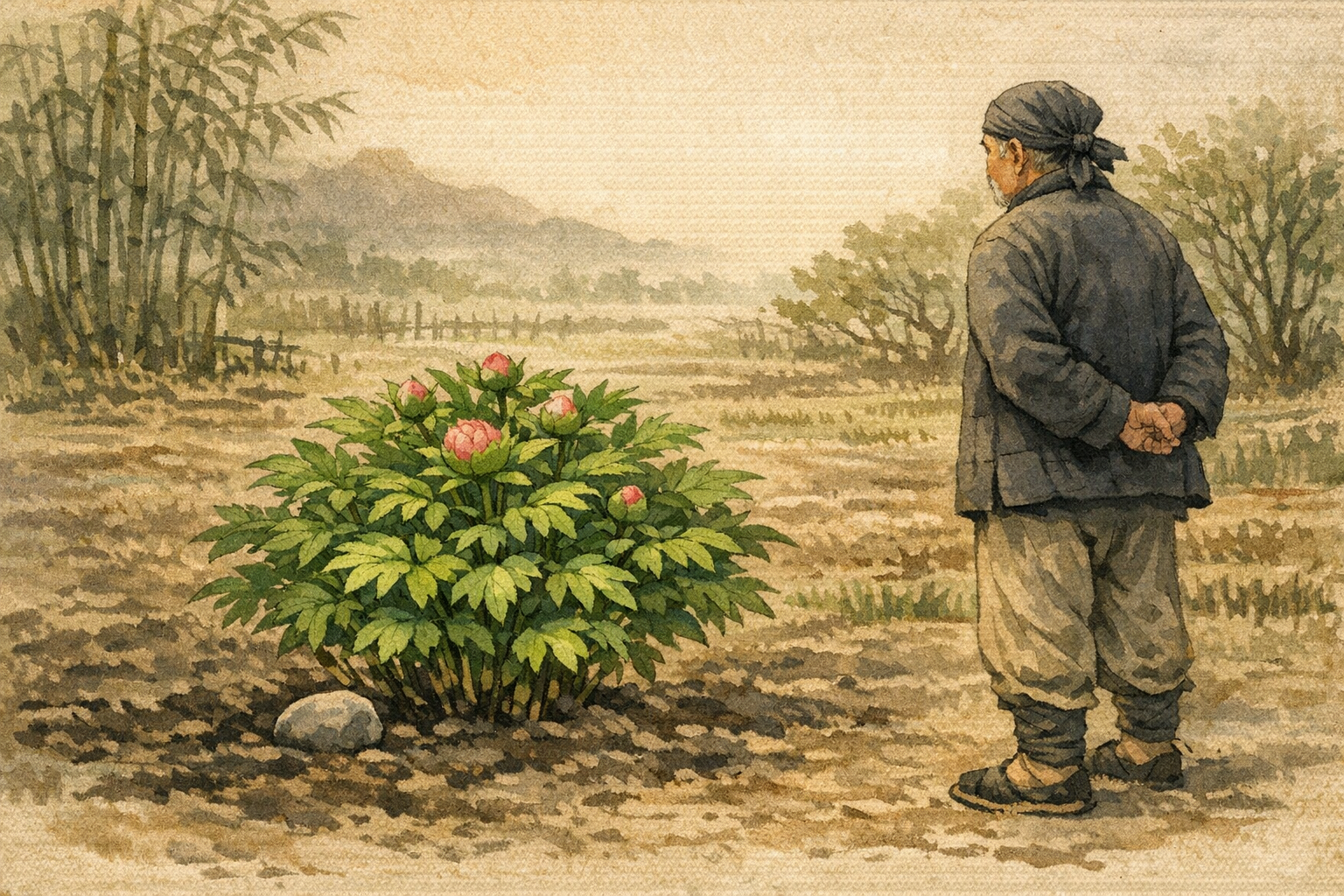 Return Flourishes panel 6 for Hexagram 24, Return.