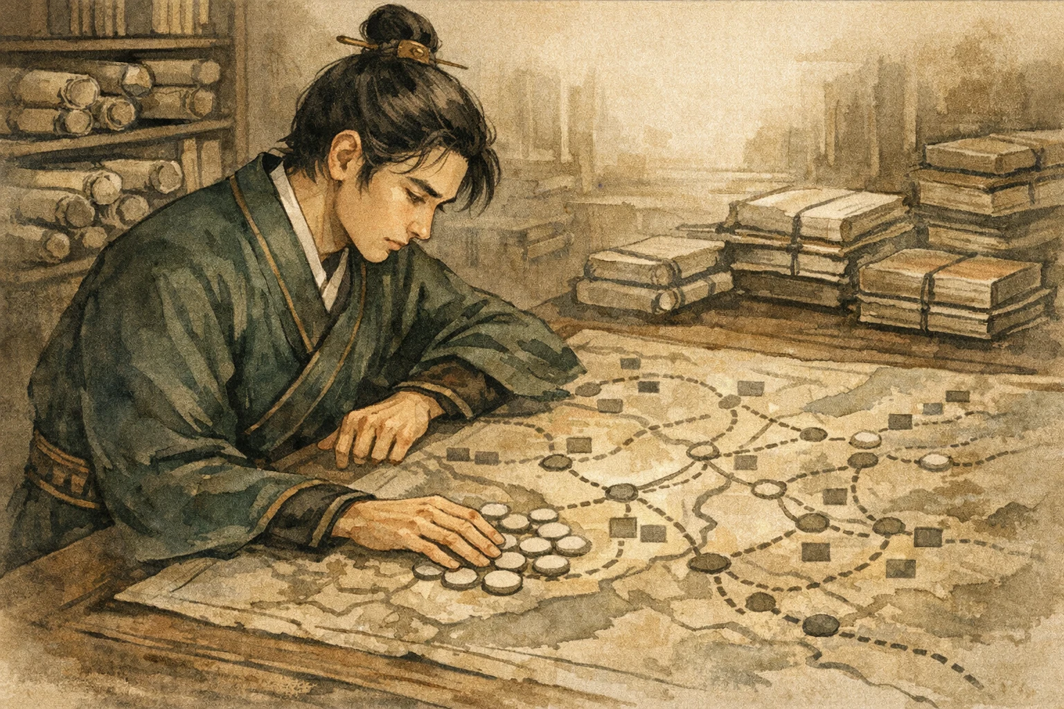 Old Patterns panel 2 for Hexagram 26, Great Taming.