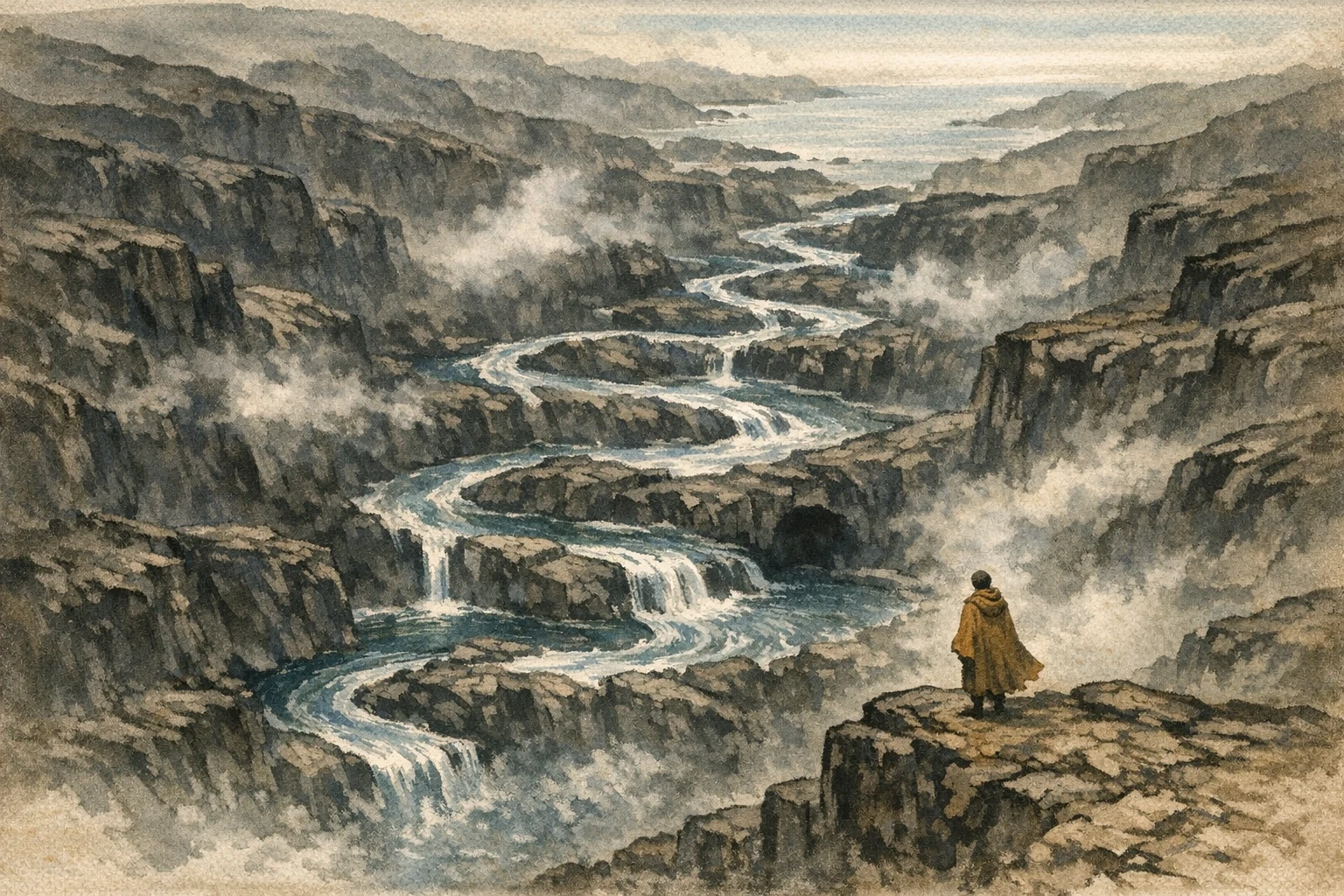 Seven Detours panel 4 for Hexagram 29, The Abysmal.