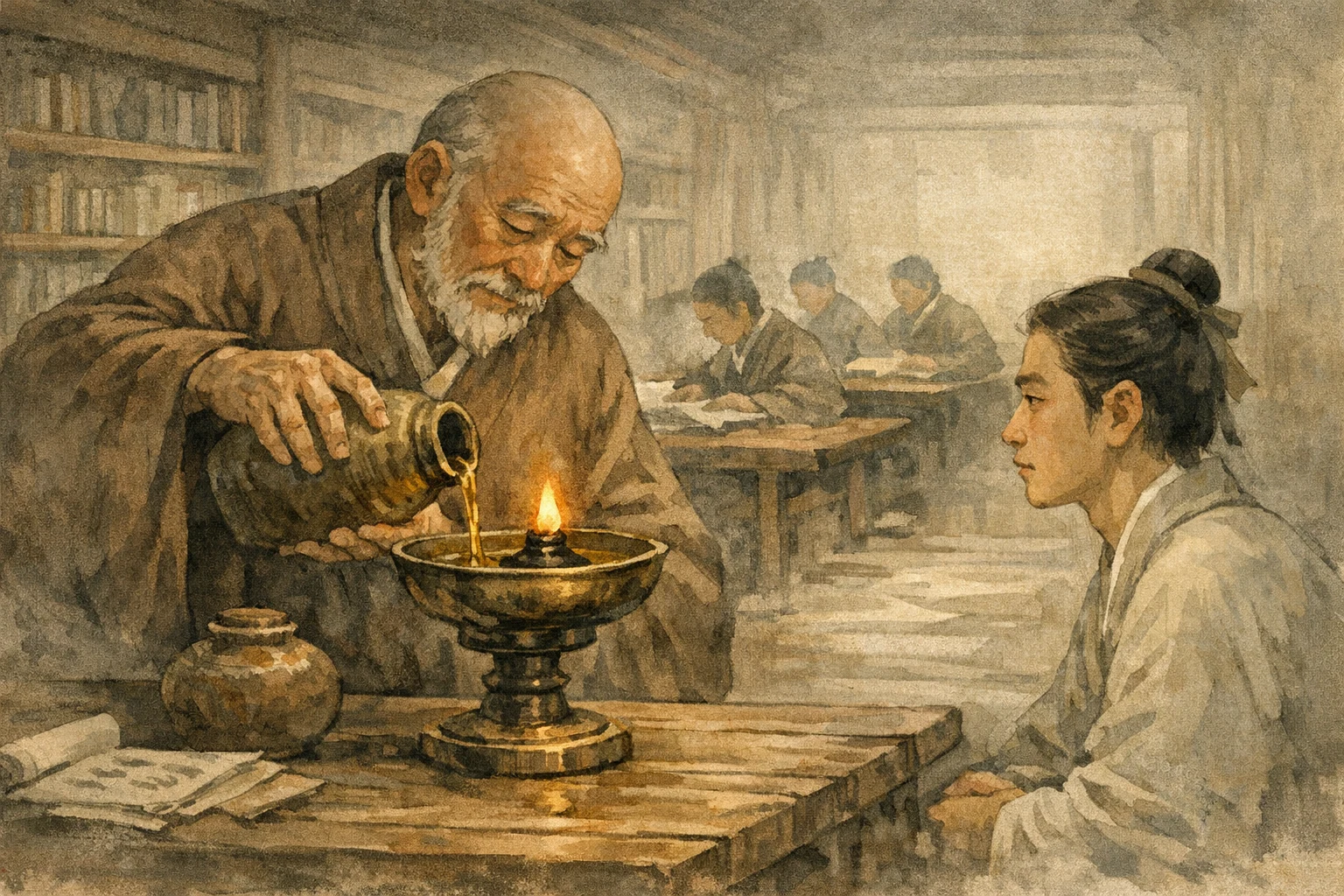 Oil Renewed panel 2 for Hexagram 30, The Clinging.