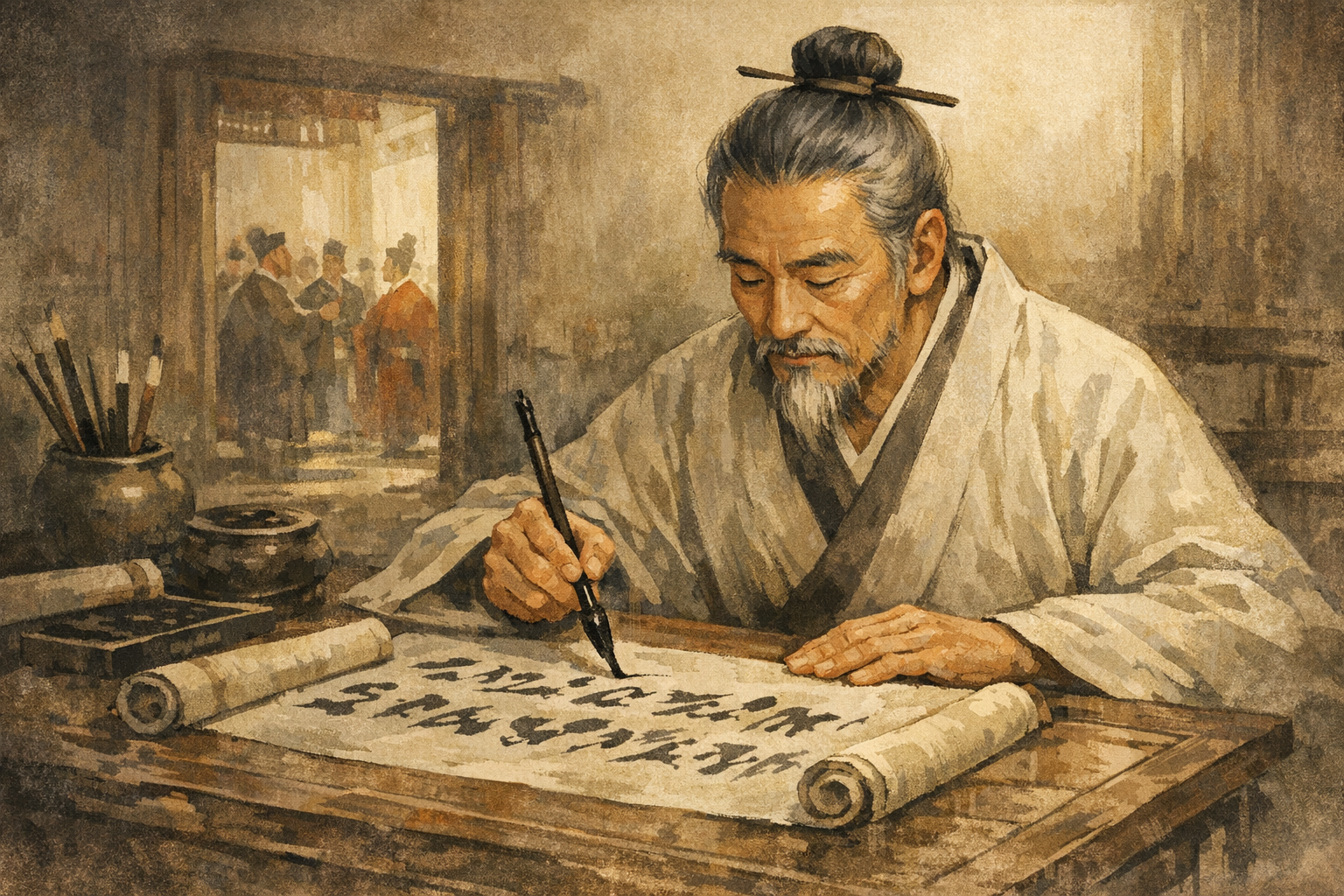 Careful Resignation panel 2 for Hexagram 33, Retreat.