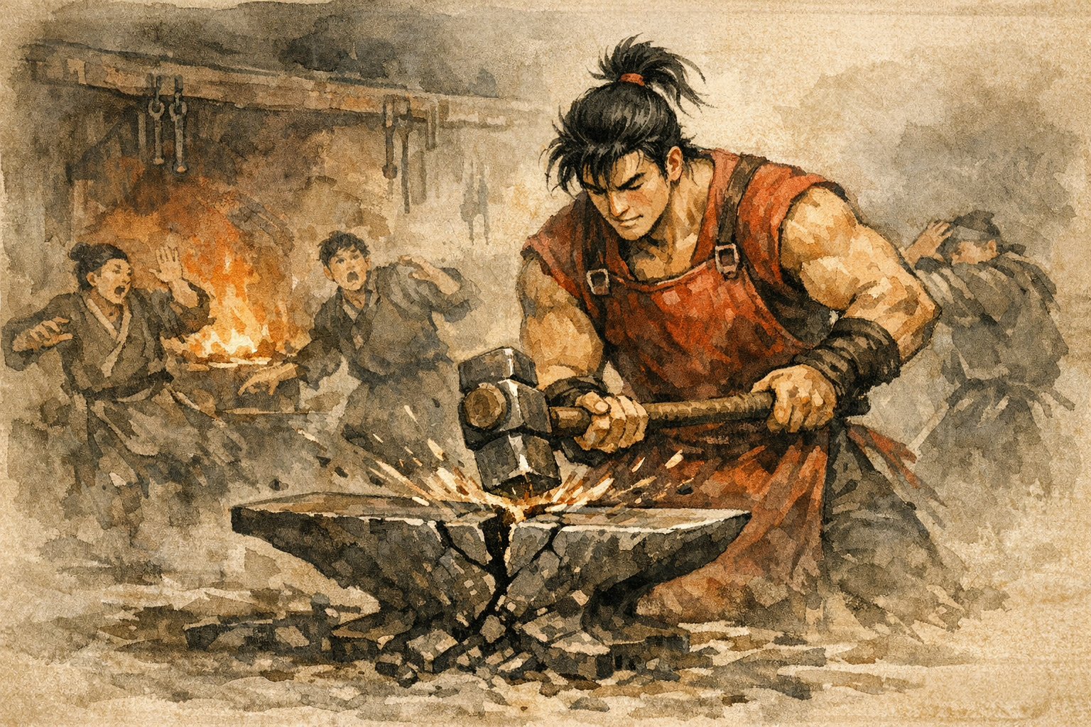 Strong Arm panel 1 for Hexagram 34, Great Power.