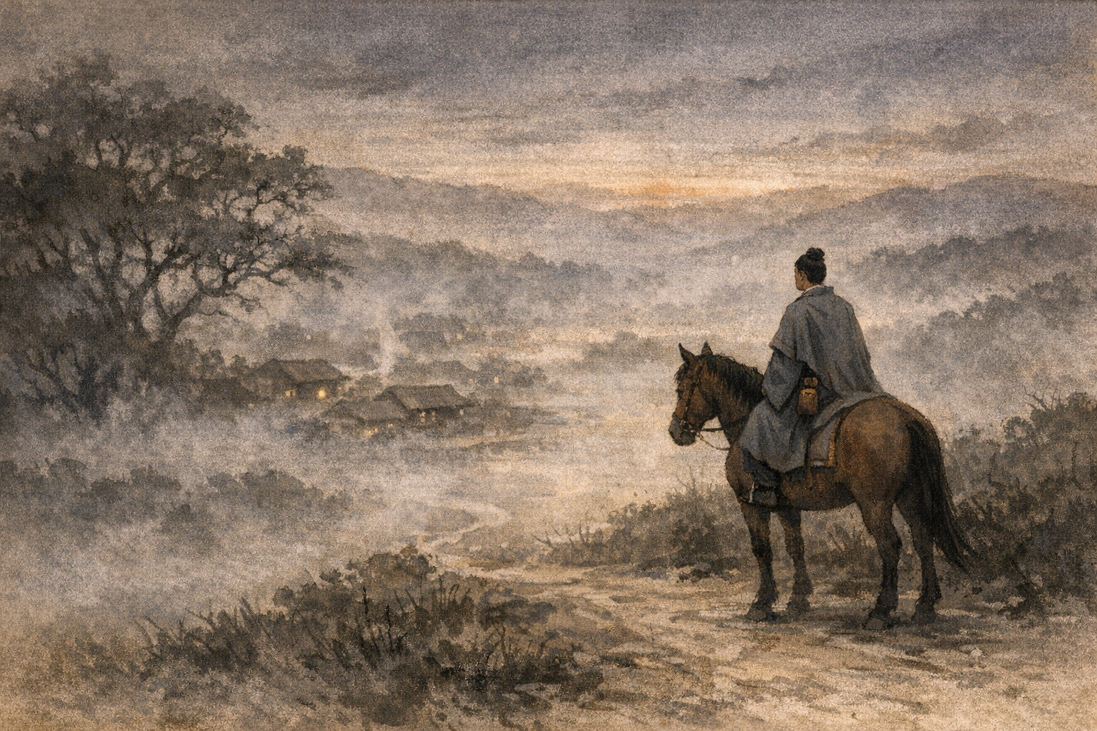 Before Dawn Arrival panel 1 for Hexagram 35, Progress.