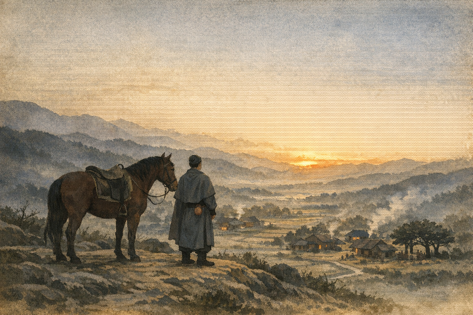 Hilltop Watching panel 2 for Hexagram 35, Progress.