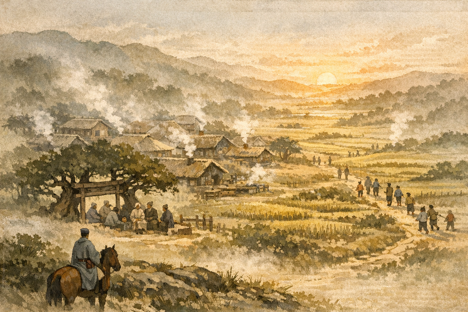 Smoke And Fields panel 3 for Hexagram 35, Progress.