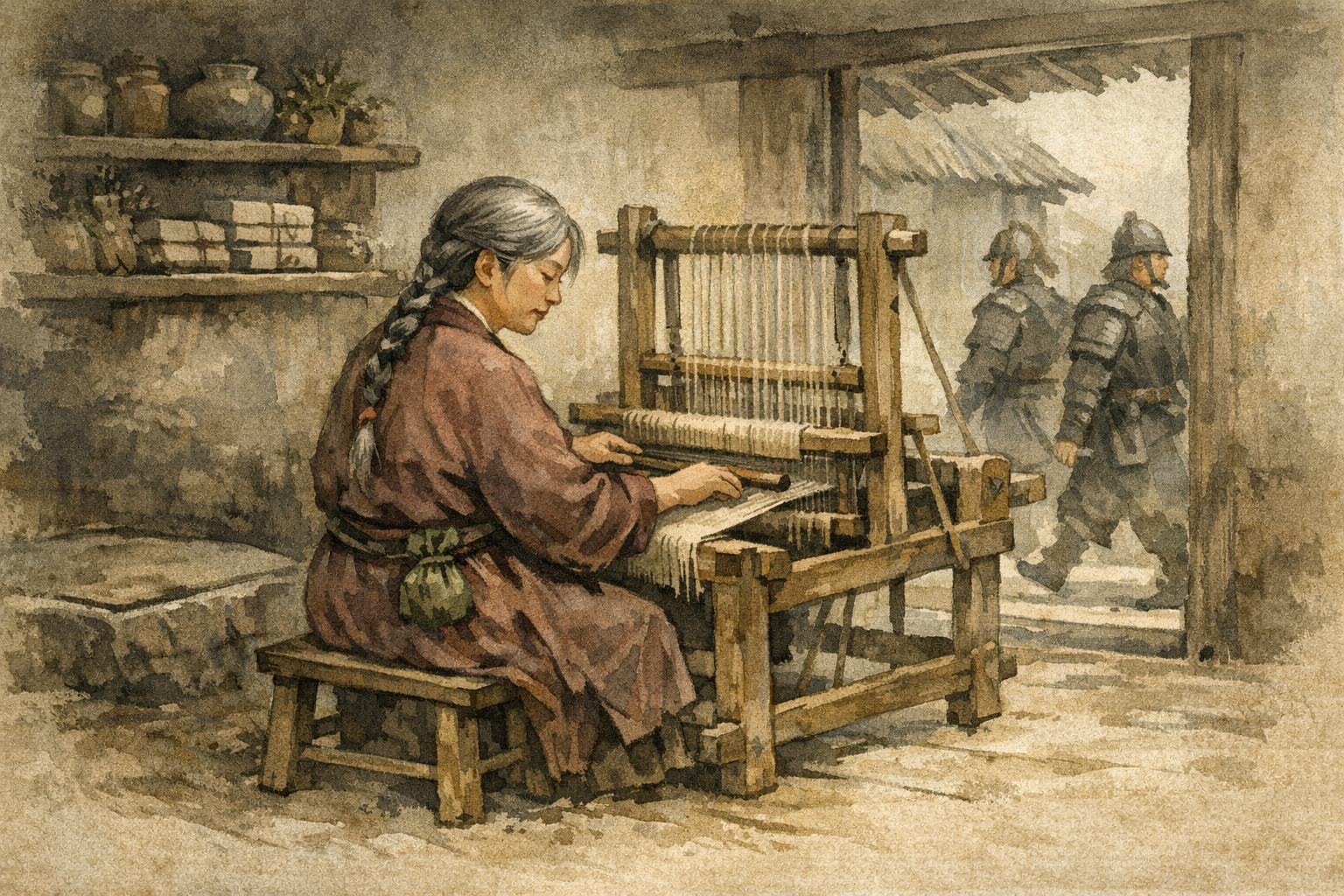 Plain Weaving panel 3 for Hexagram 36, Darkening of the Light.