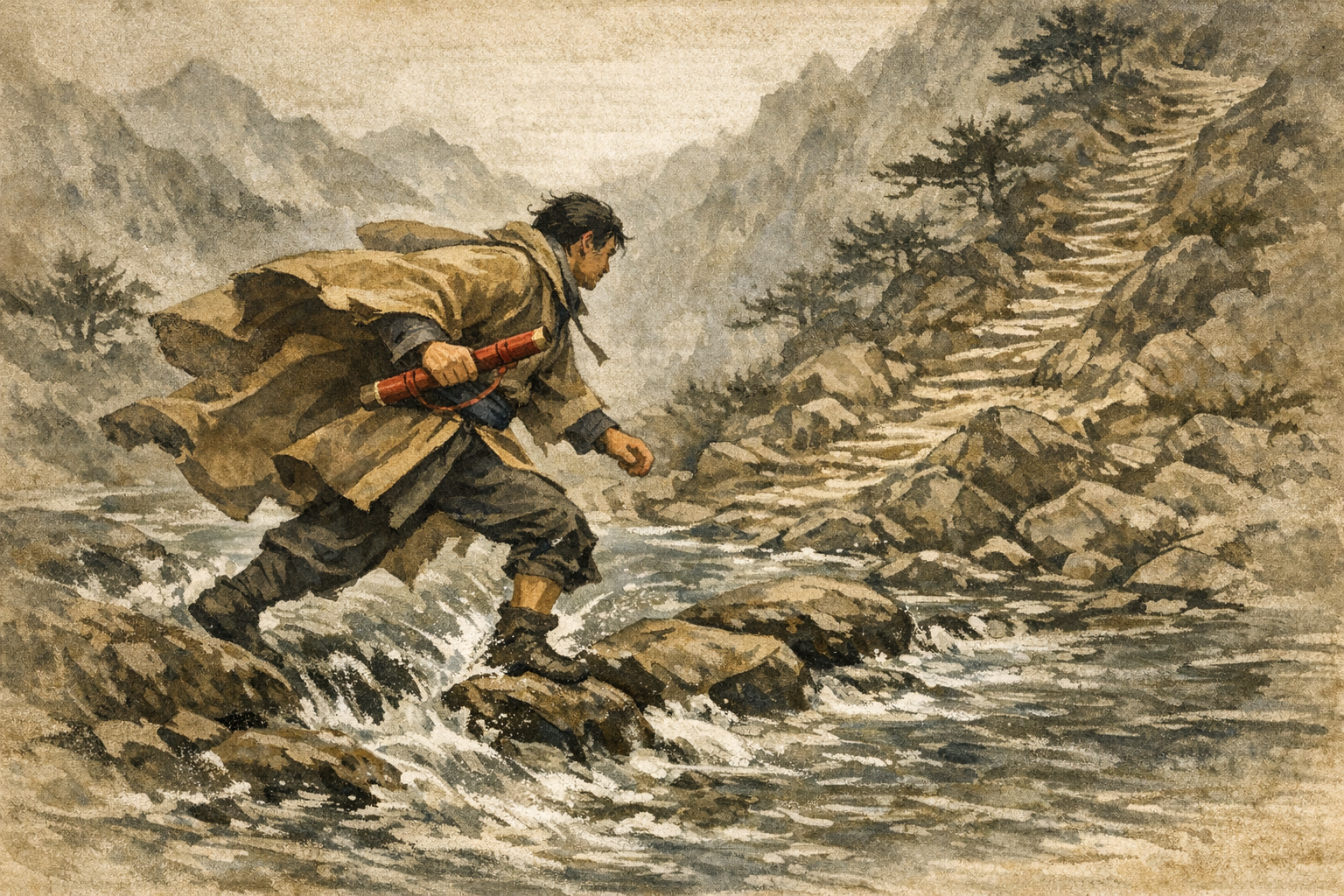 Urgent Crossing panel 1 for Hexagram 39, Obstruction.