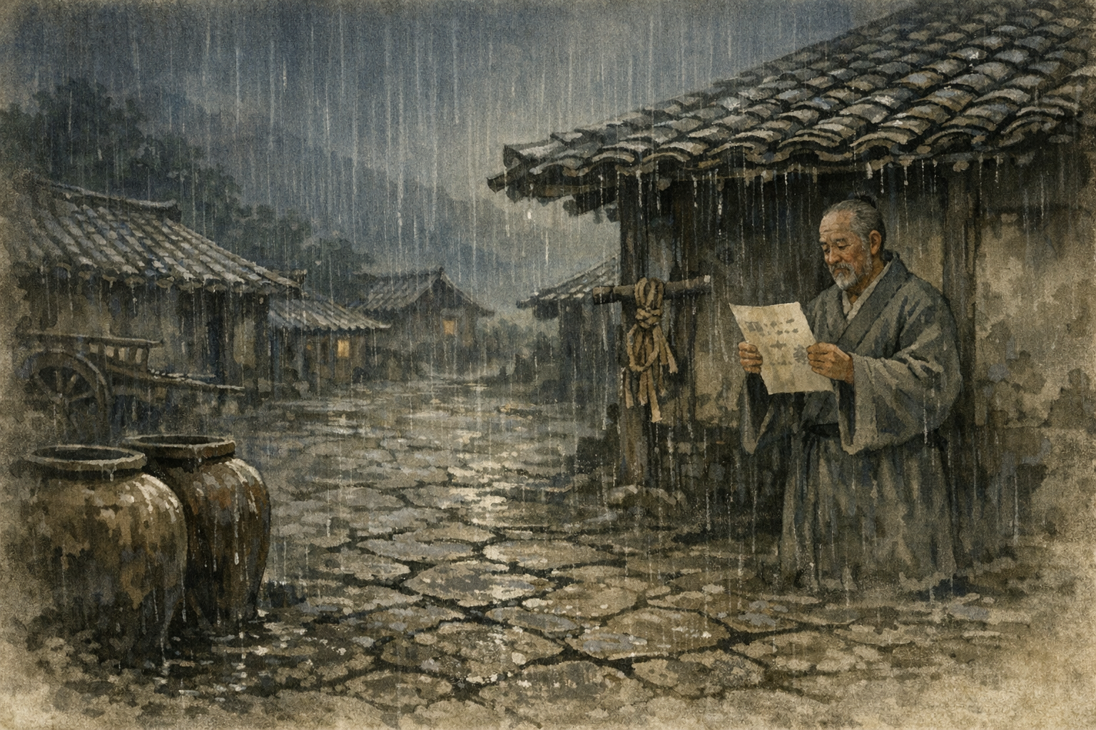 Rain In The Night panel 2 for Hexagram 40, Deliverance.