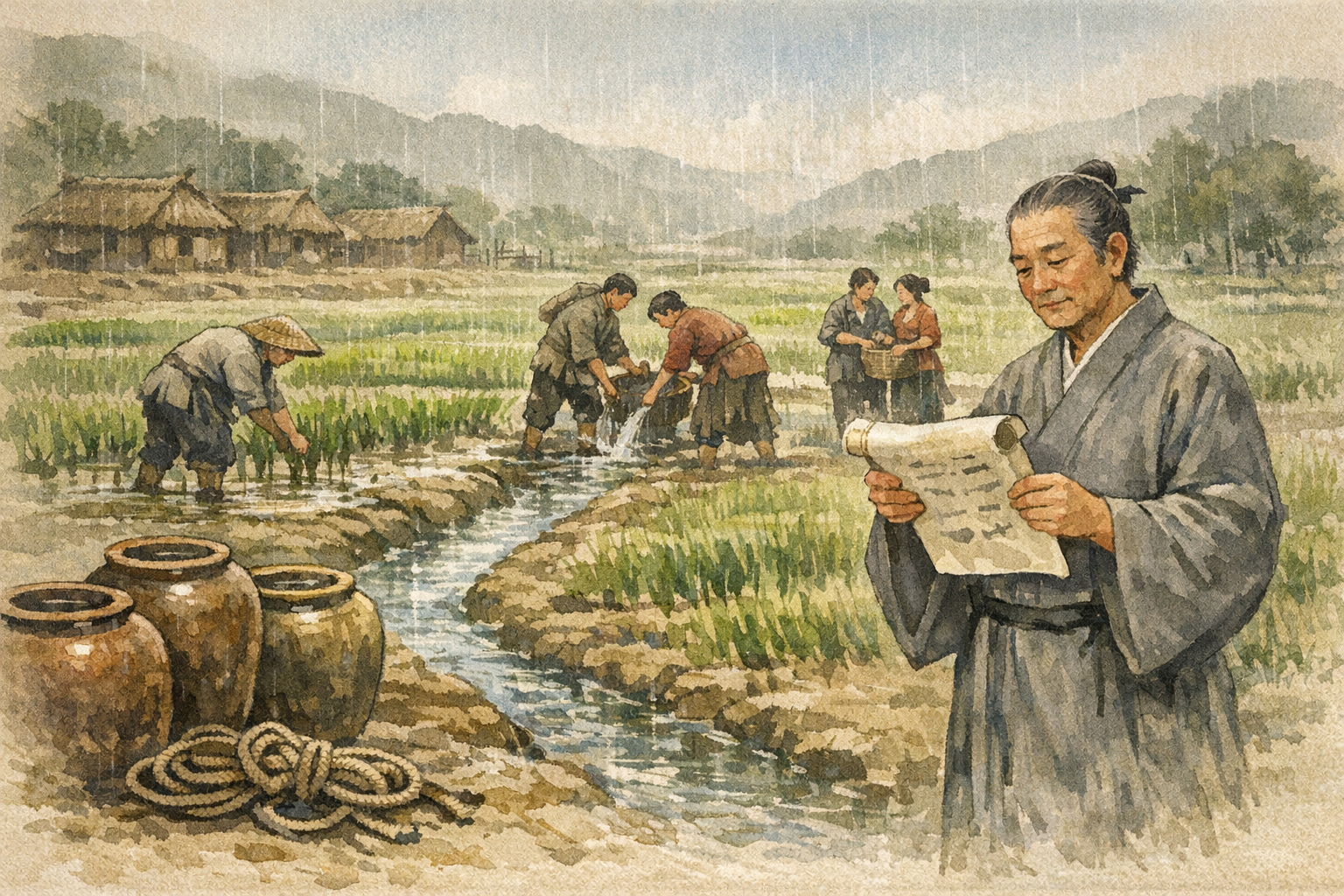 Wet Years Begin panel 6 for Hexagram 40, Deliverance.