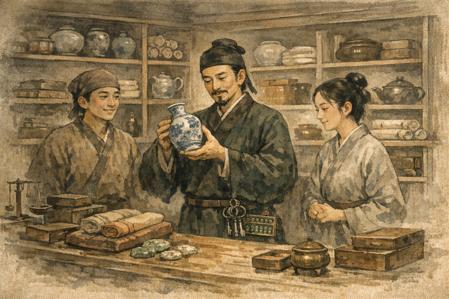 One Shop Tended Well panel 4 for Hexagram 41, Decrease.