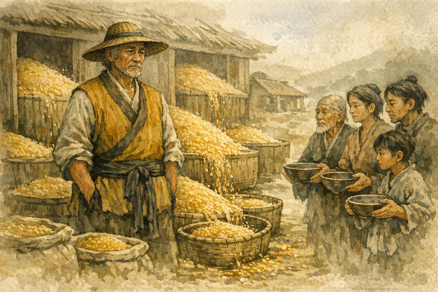 Granaries Overflowing panel 1 for Hexagram 42, Increase.