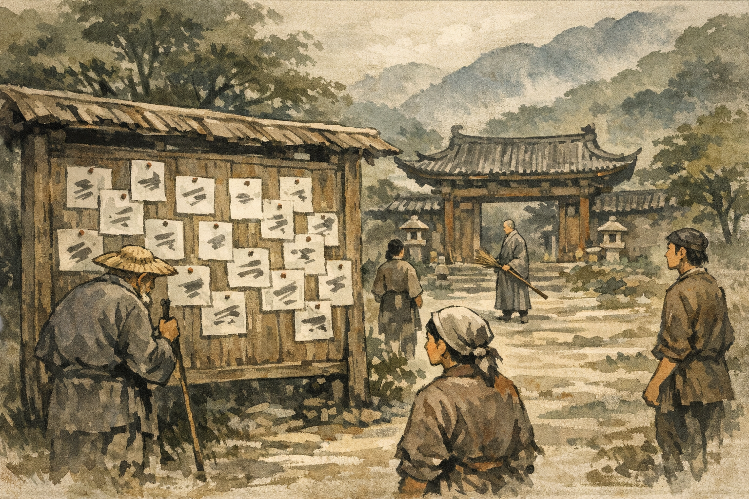 Festival Notices panel 4 for Hexagram 45, Gathering Together.