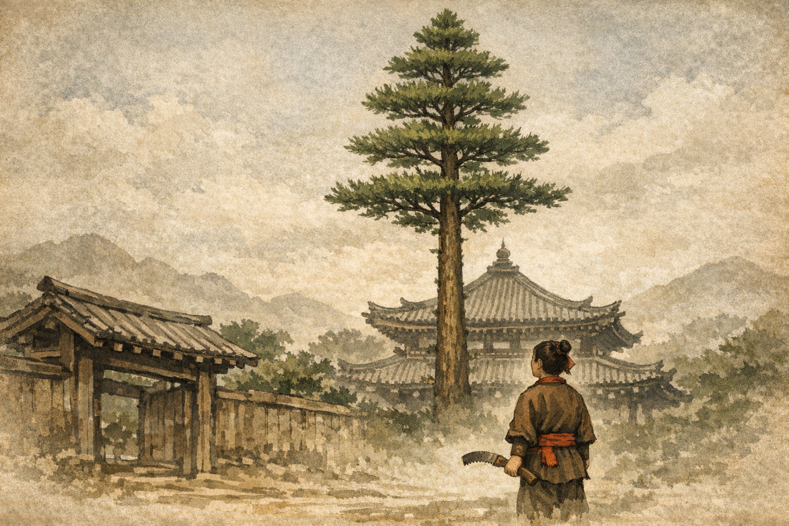 Taller Than The Temple panel 6 for Hexagram 46, Pushing Upward.