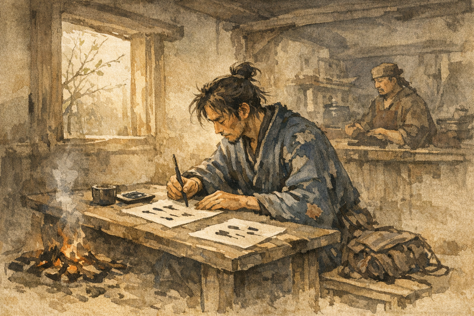 Spring Writing panel 5 for Hexagram 47, Oppression.