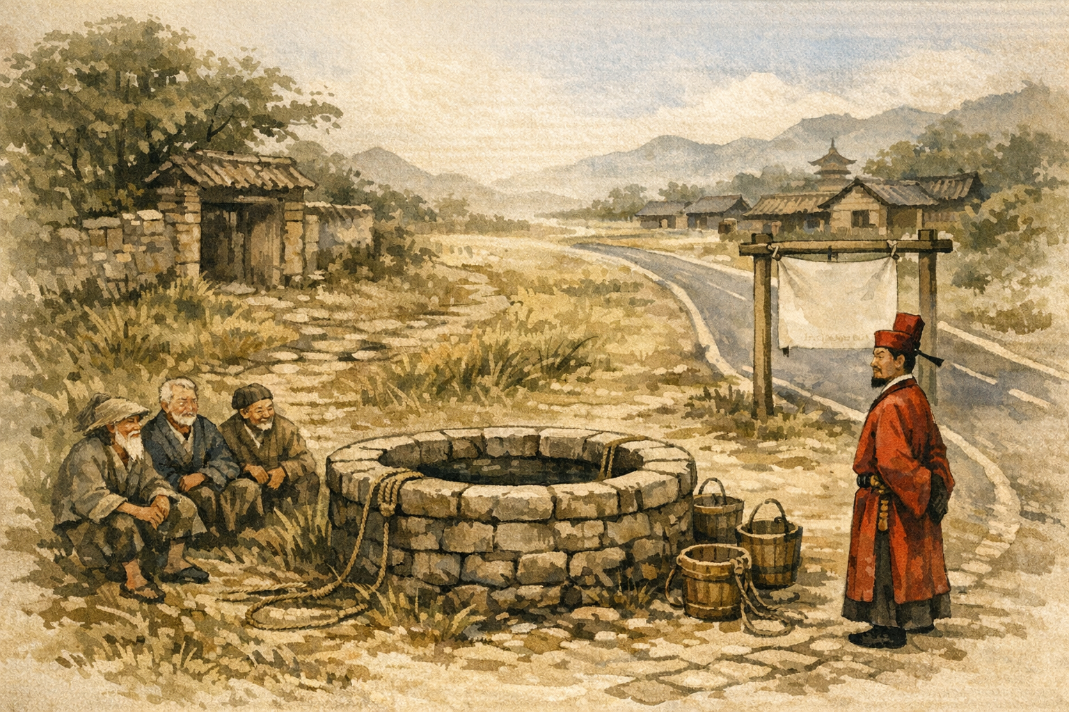 Roads And Offices Change panel 5 for Hexagram 48, The Well.