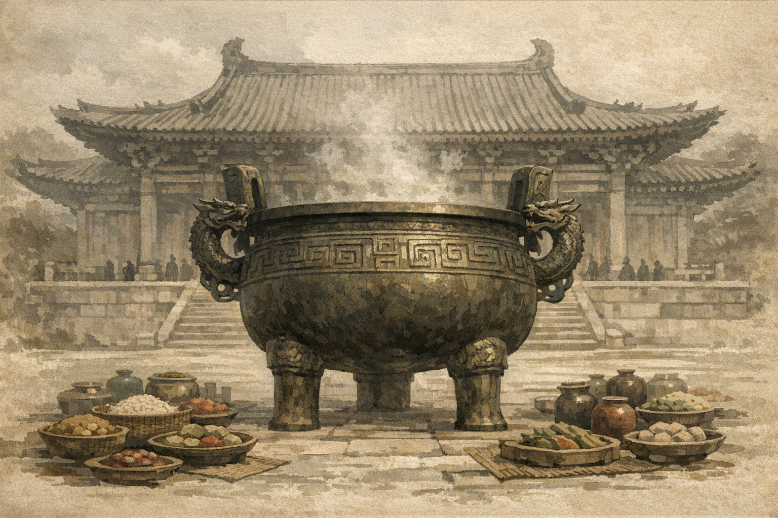 Cauldron At The Center panel 1 for Hexagram 50, The Cauldron.