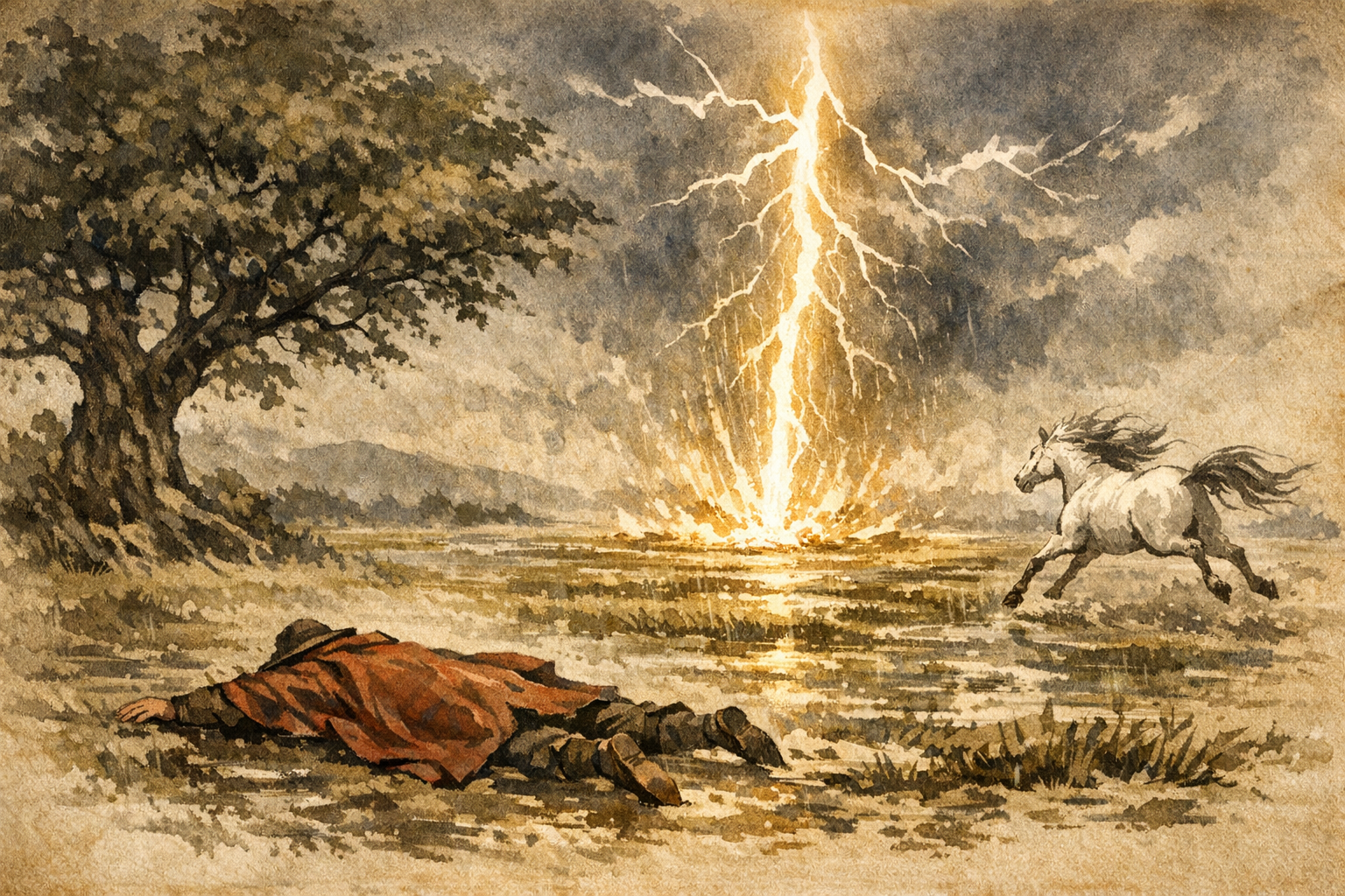 Lightning Beside Him panel 2 for Hexagram 51, The Arousing.