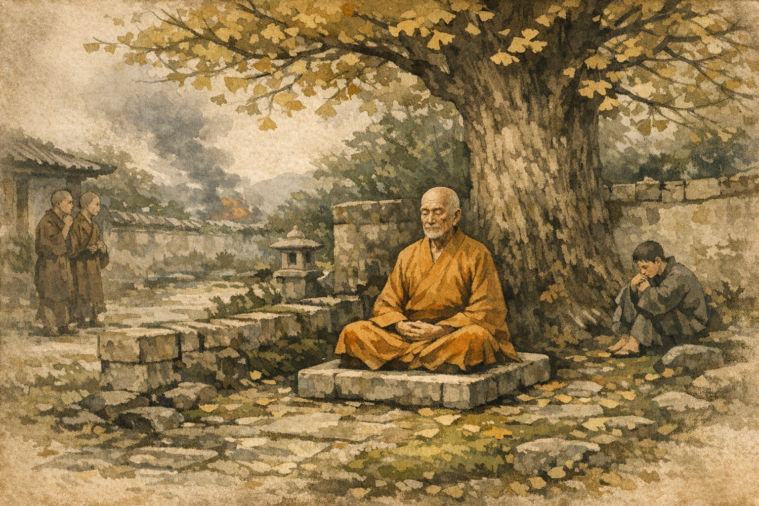 Fourteen-Year Corner panel 1 for Hexagram 52, Keeping Still.