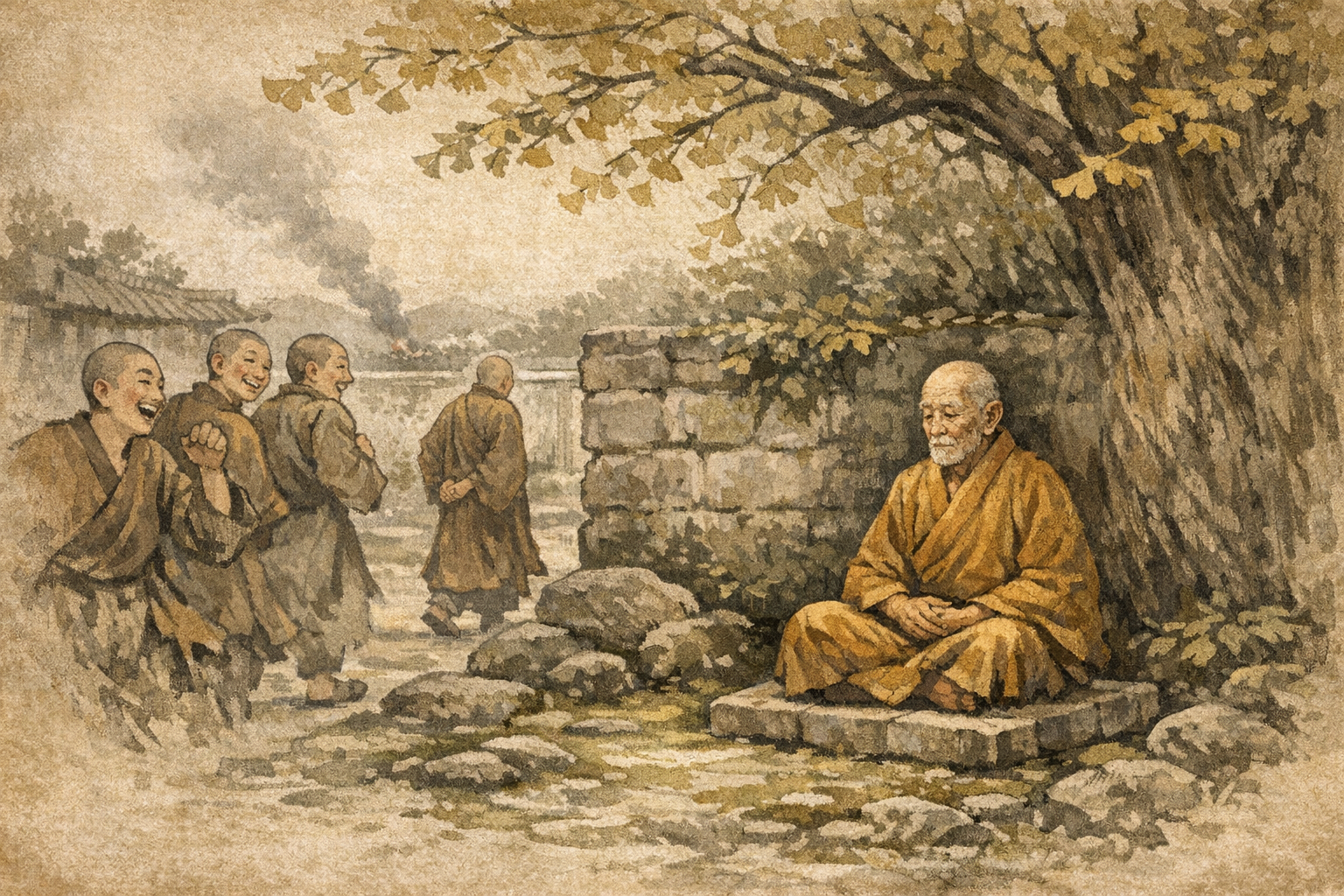 New Monks Laugh panel 2 for Hexagram 52, Keeping Still.