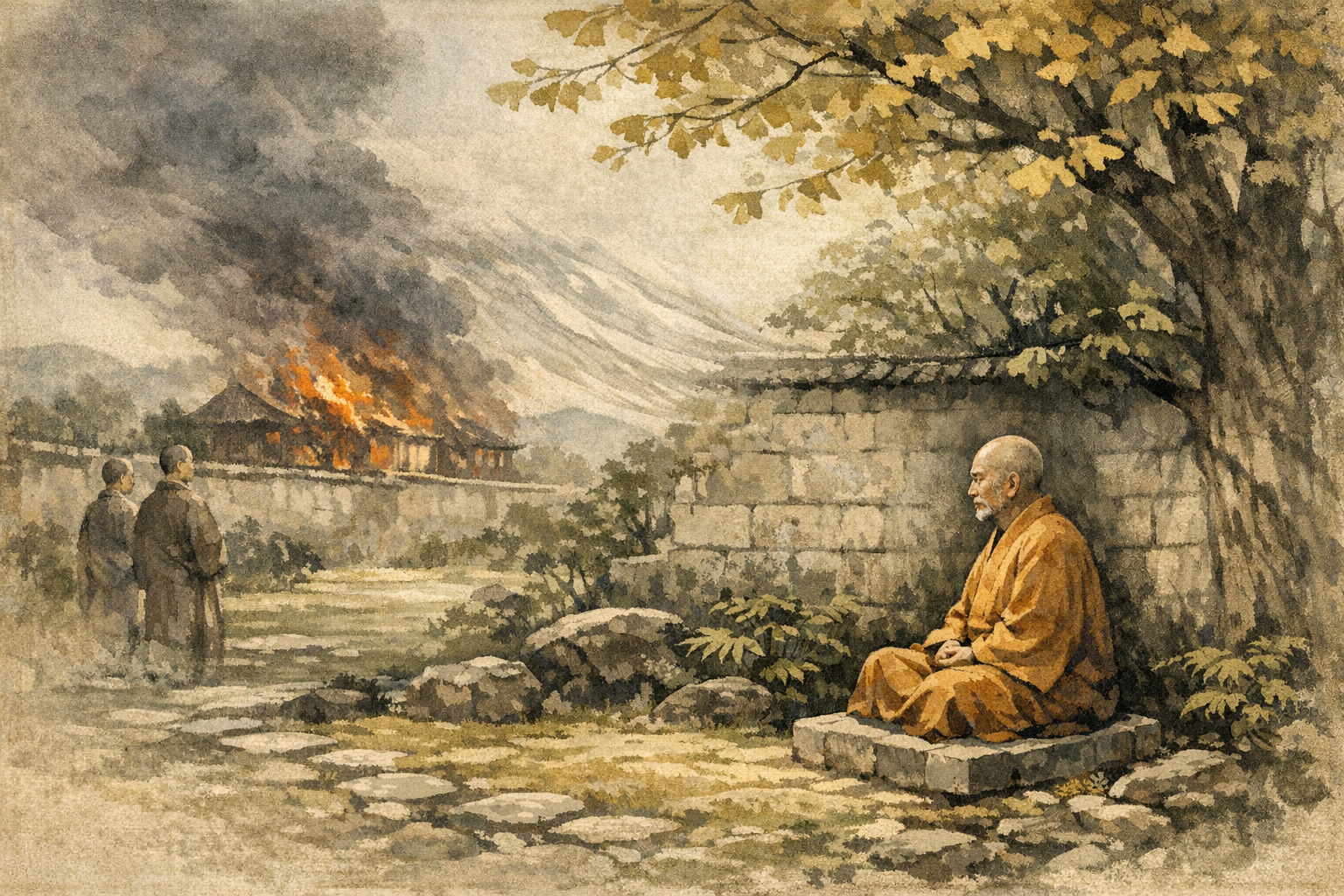 Wind Shifts From Fire panel 3 for Hexagram 52, Keeping Still.